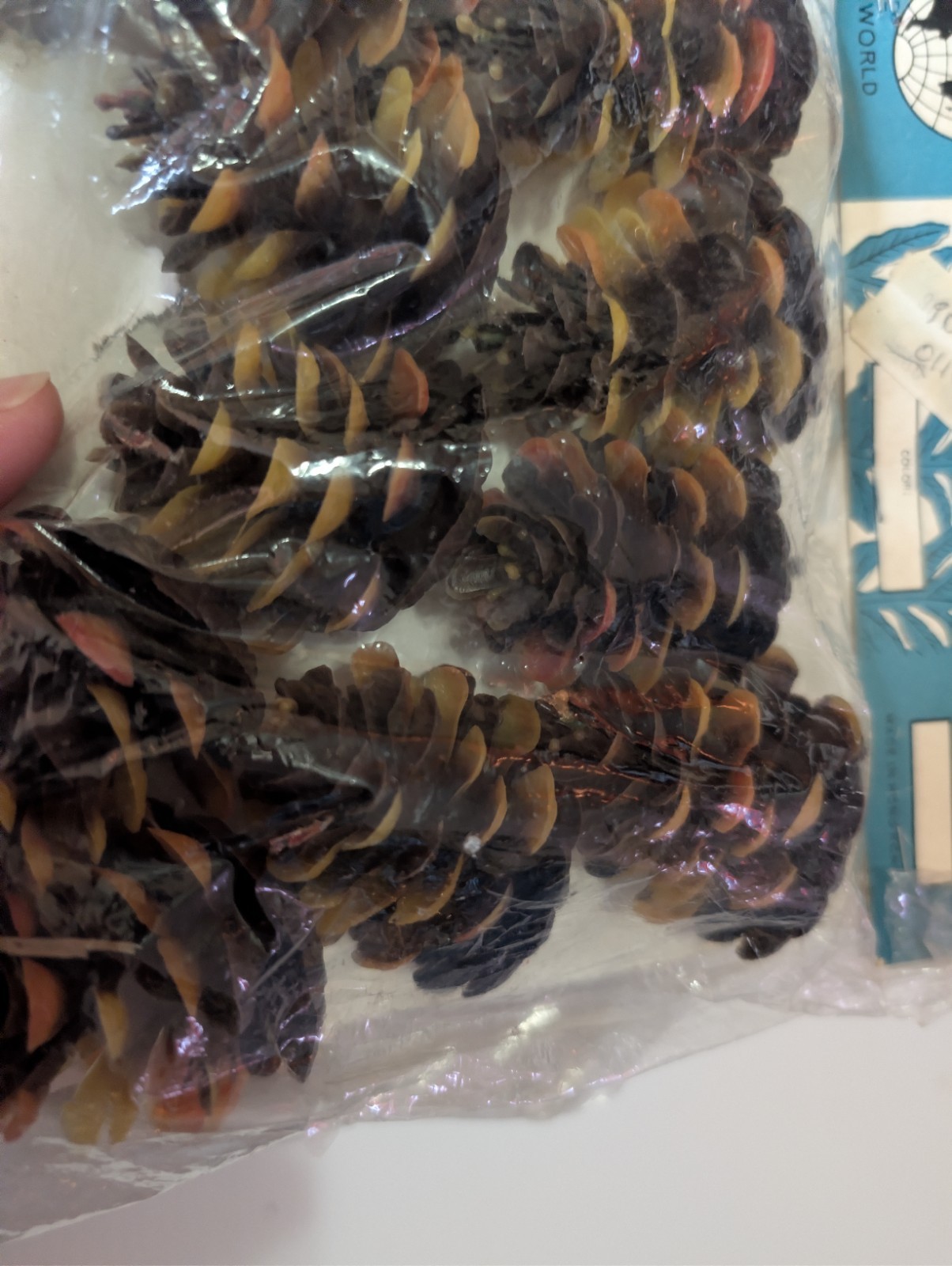 Lot Of 10 Vintage RNW Plastic Pinecones – Brown, Yellow, Orange Original Package