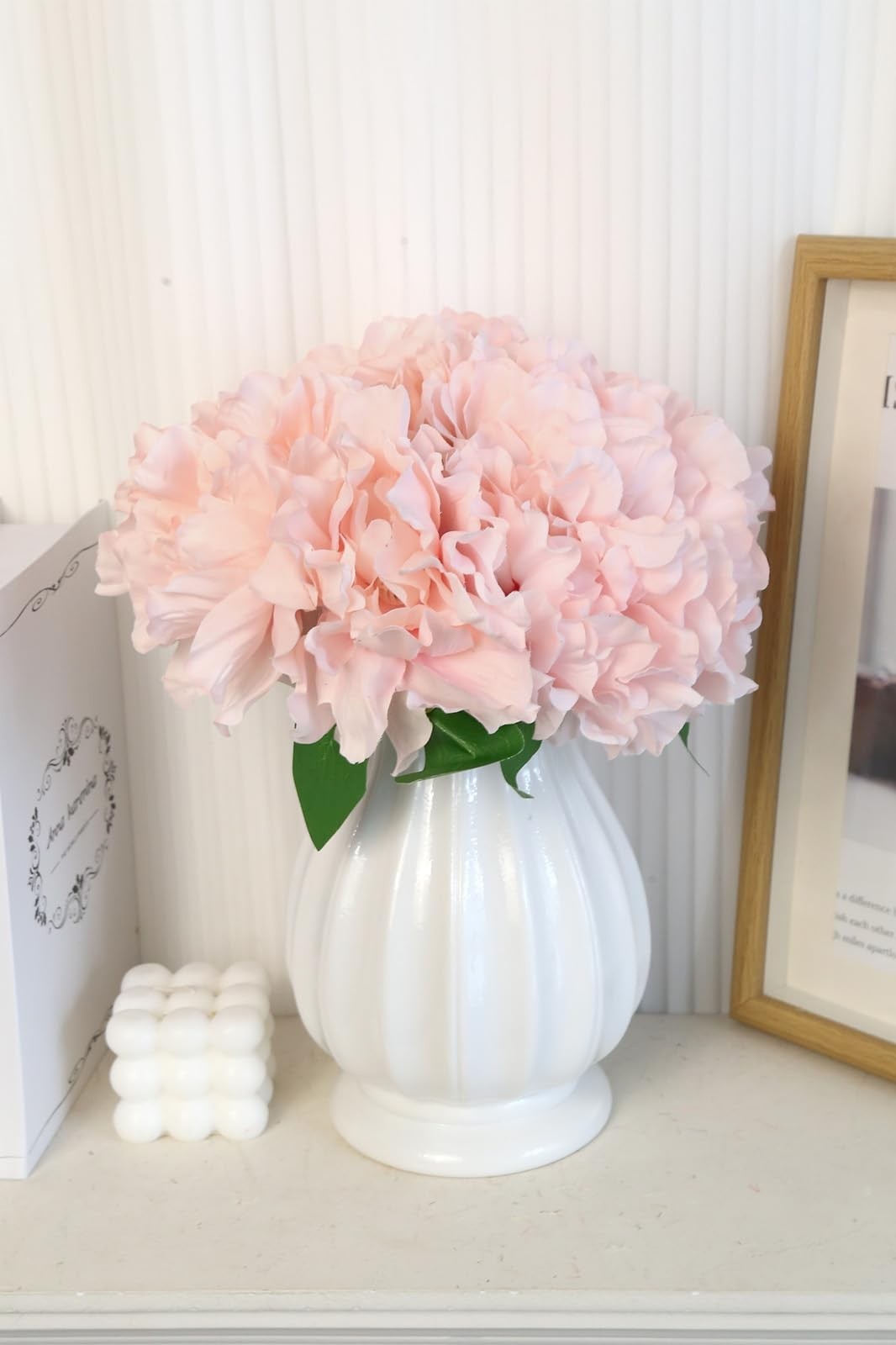 2 Bundles Pink Flowers Artificial Peonies Bouquets 10.63″ Faux Silk Peony Flo…