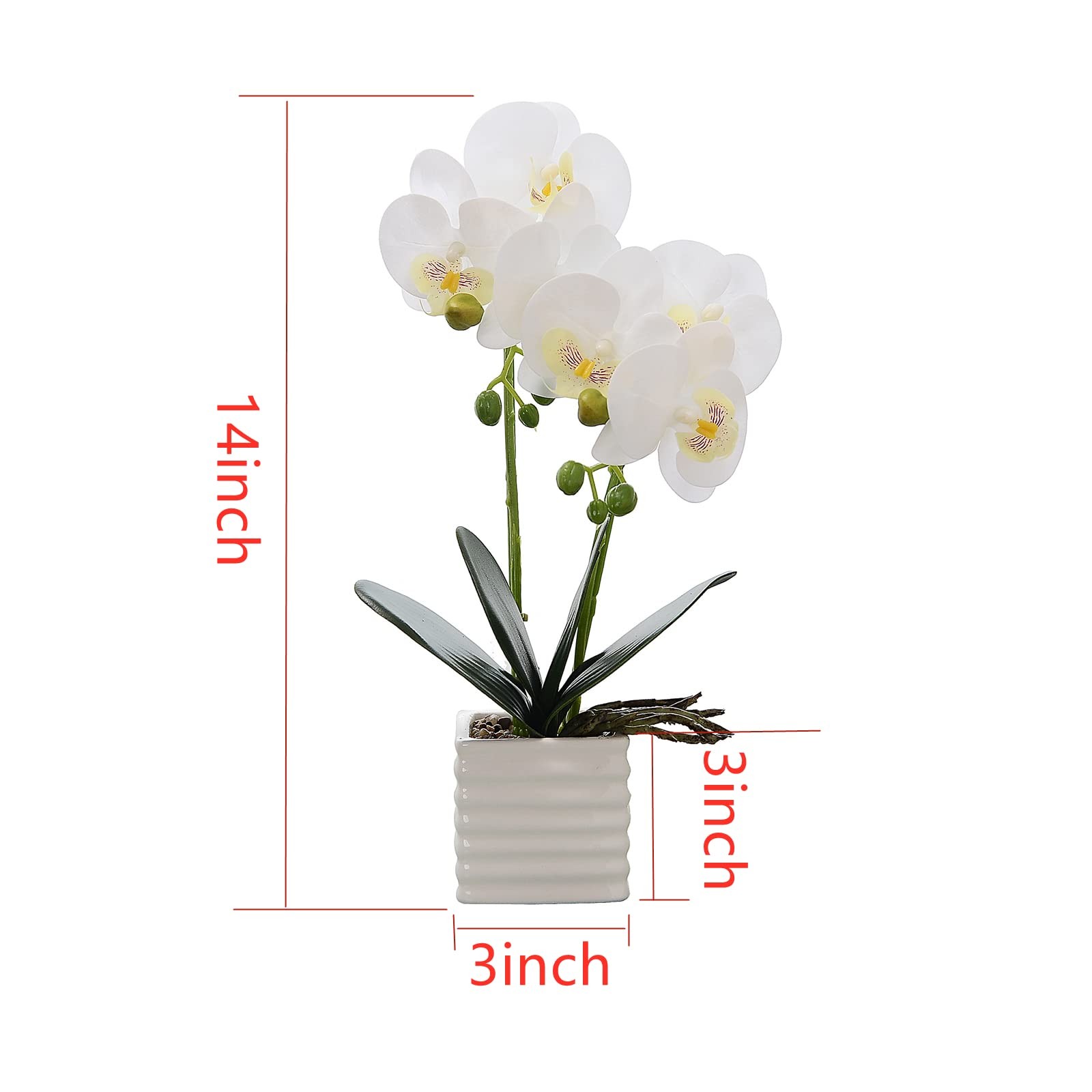 White Artificial Orchids Flowers In Silver Vase Indoor Home Table Decor Fake