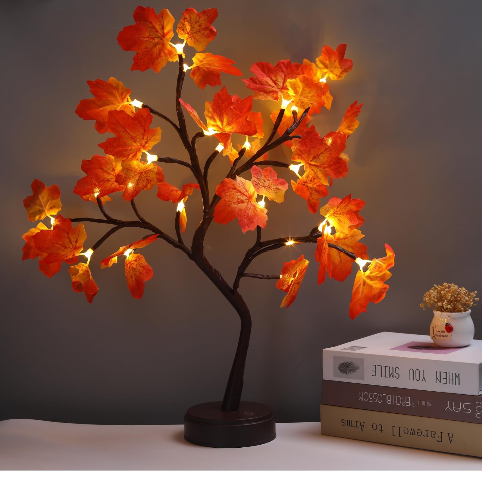 Artificial Autumn Lighting Maple Tree 24 LED Thanksgiving Decoration Desk Lam…