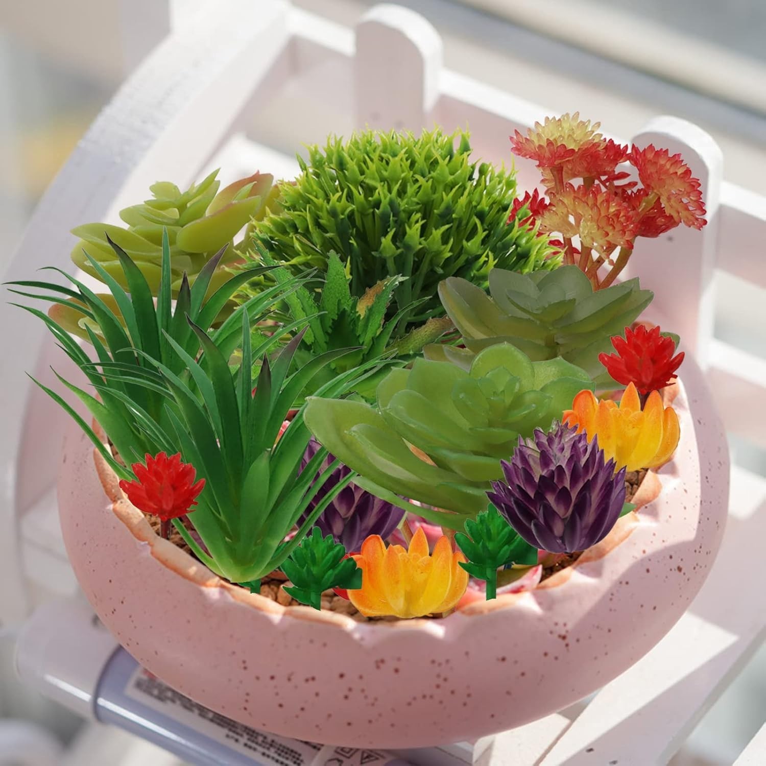 16PCS Artificial Succulent Plants Colorful Mini Fake Unpotted DIY Home Decor