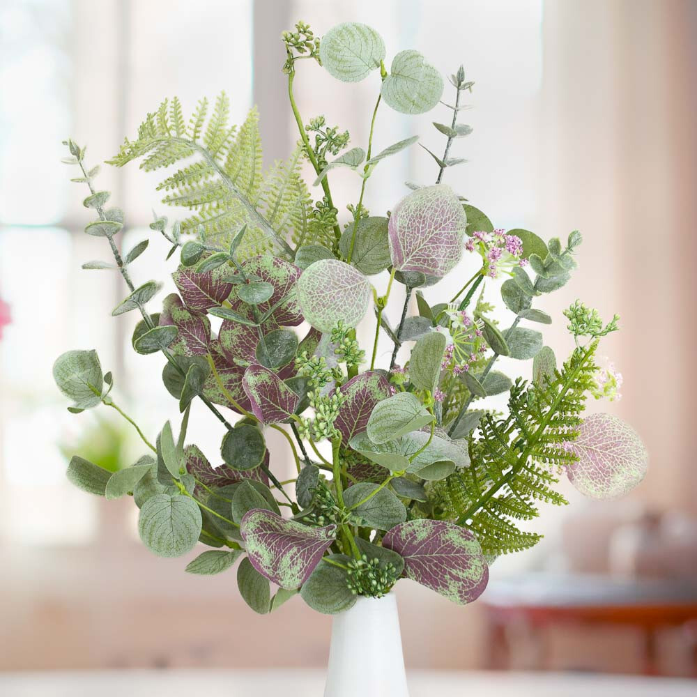 Artificial Mixed Foliage Eucalyptus and Fern 25″ Spray