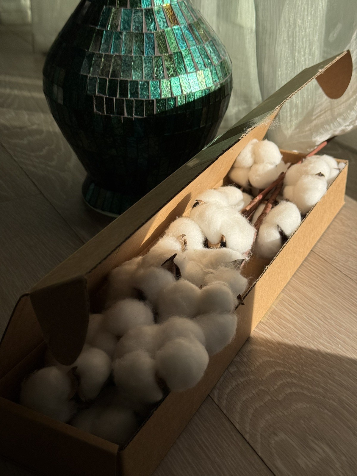 20Pcs Cotton Stems,Fake Cotton Flowers, Artificial Cotton Floral Stems