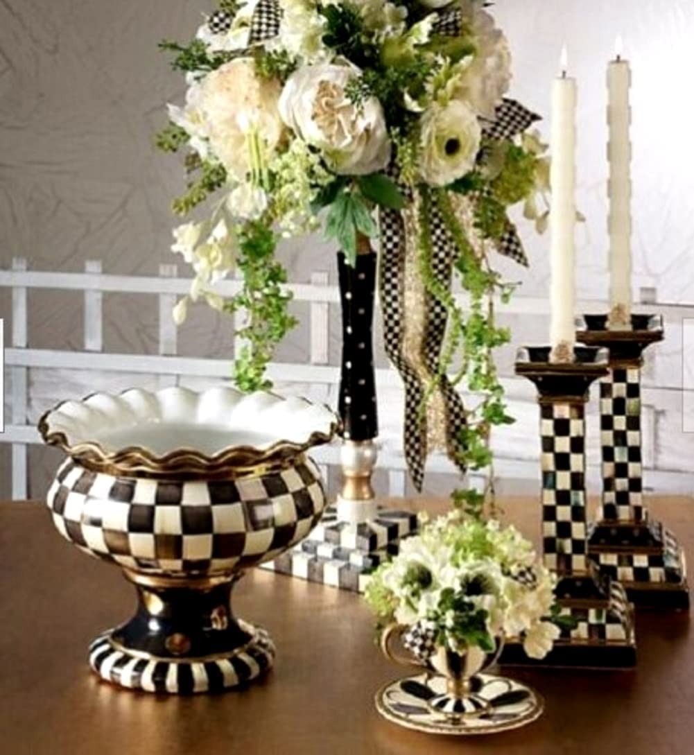 MacKenzie Childs 26″ Sweetbriar Grand Topiary Centerpiece Courtly Check RARE HTF
