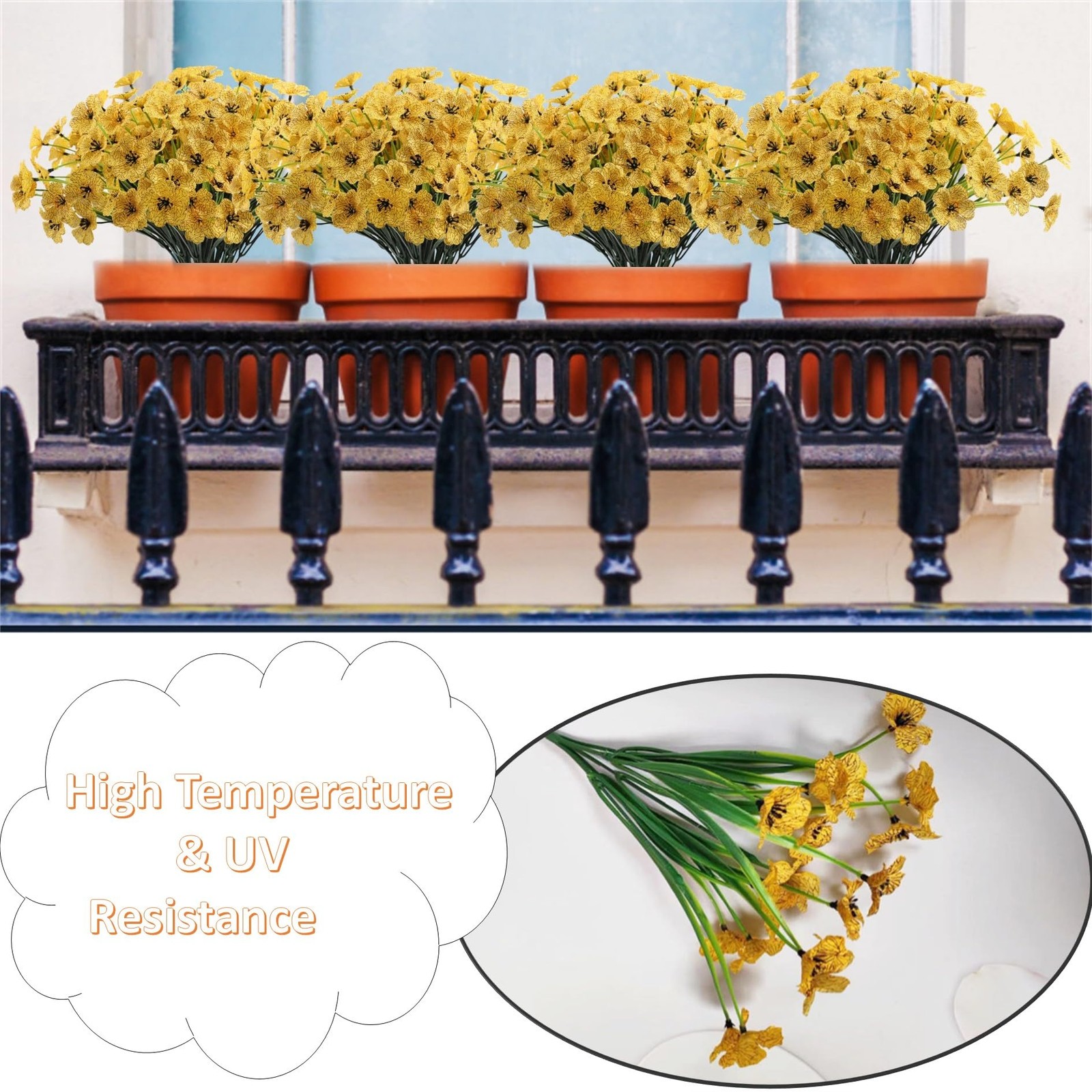 12 Bundles Yellow Artificial Flowers Faux Floral, No Fade Faux Flowers Fake P…