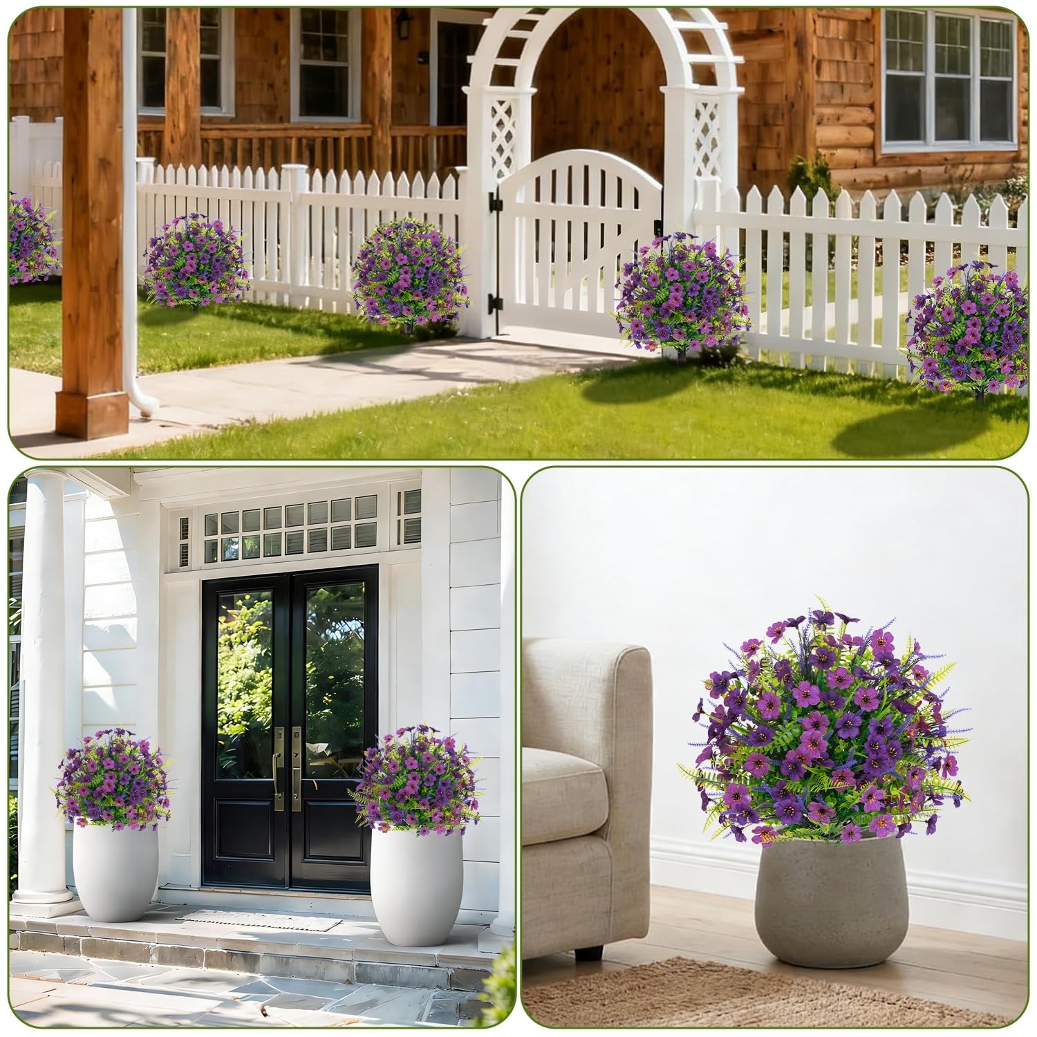 2 Pack 24″ Artificial Lavender Topiary Ball Trees, UV Resistant Faux Outdoor …