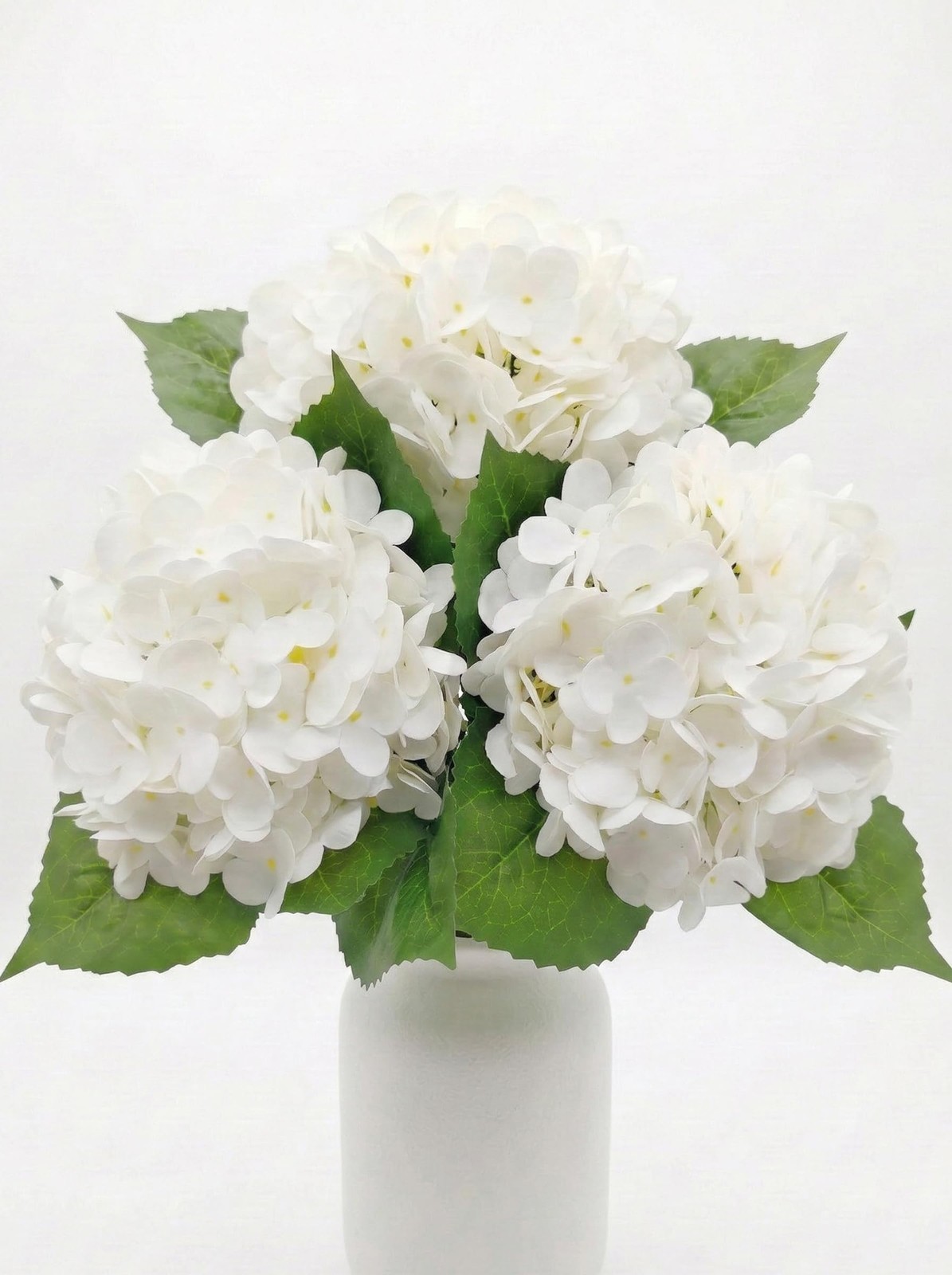 3 Pcs Real Touch White Hydrangea Artificial Flowers – 20″ Large Jumbo 3D Late…