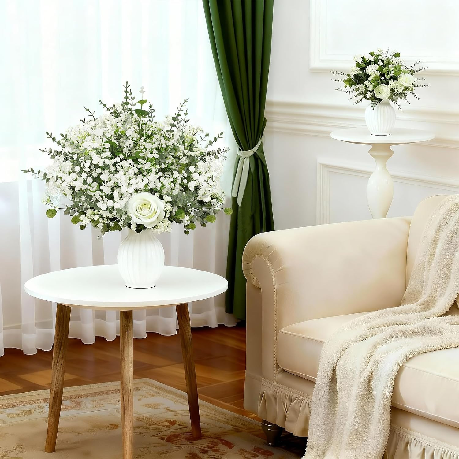 110pcs Mixed Faux Greenery: Real Touch Babys Breath Artificial Flowers Bulk, Euc