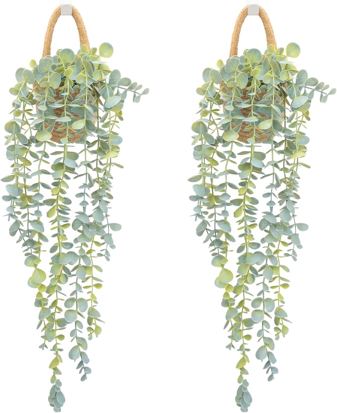 Fake Hanging Plant Decor Indoor Eucalyptus Artificial Faux Plants in Wall Woven