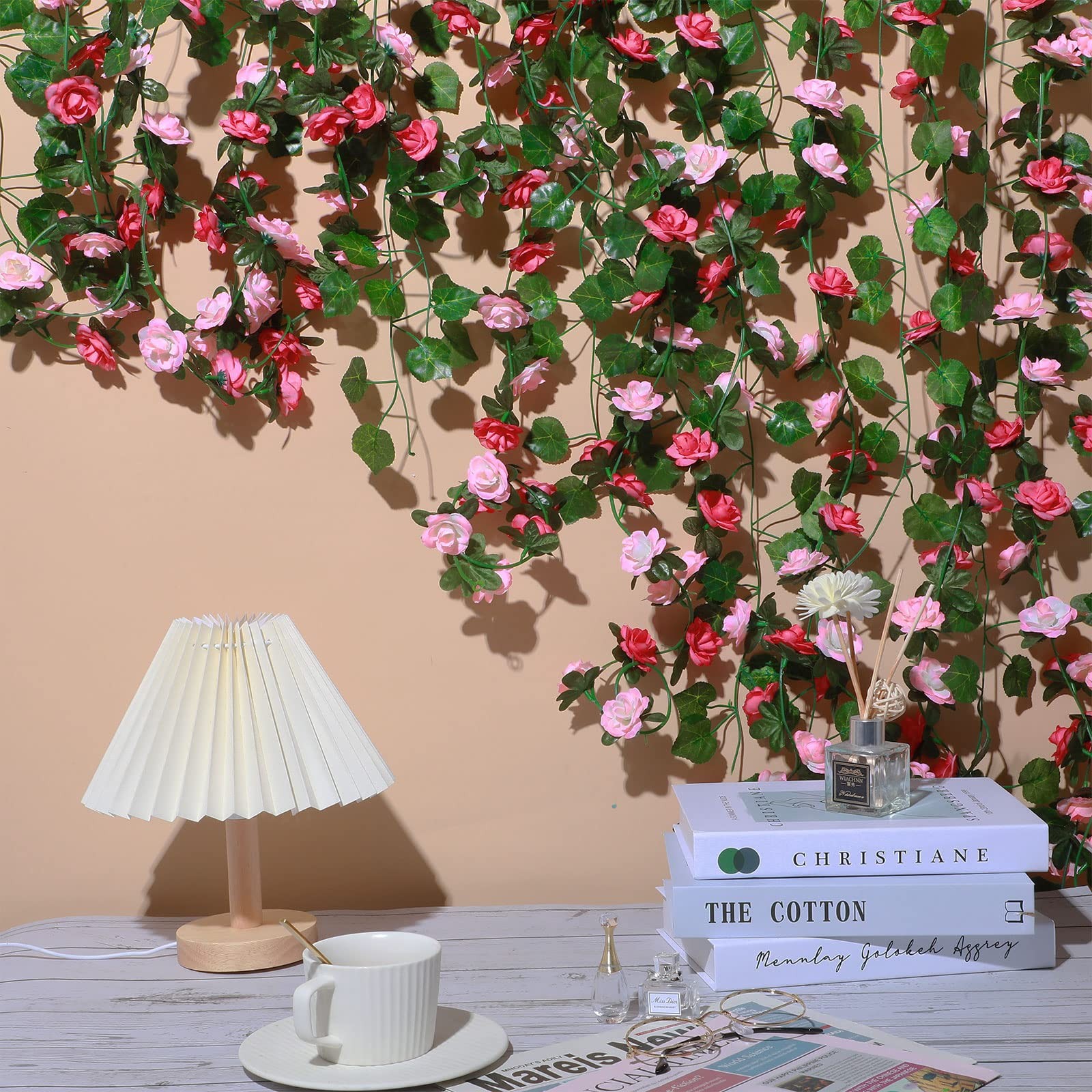 16 Pcs 114 ft Flower Garland, Artificial Rose Vine Flowers Fake Ivy Flower wi…