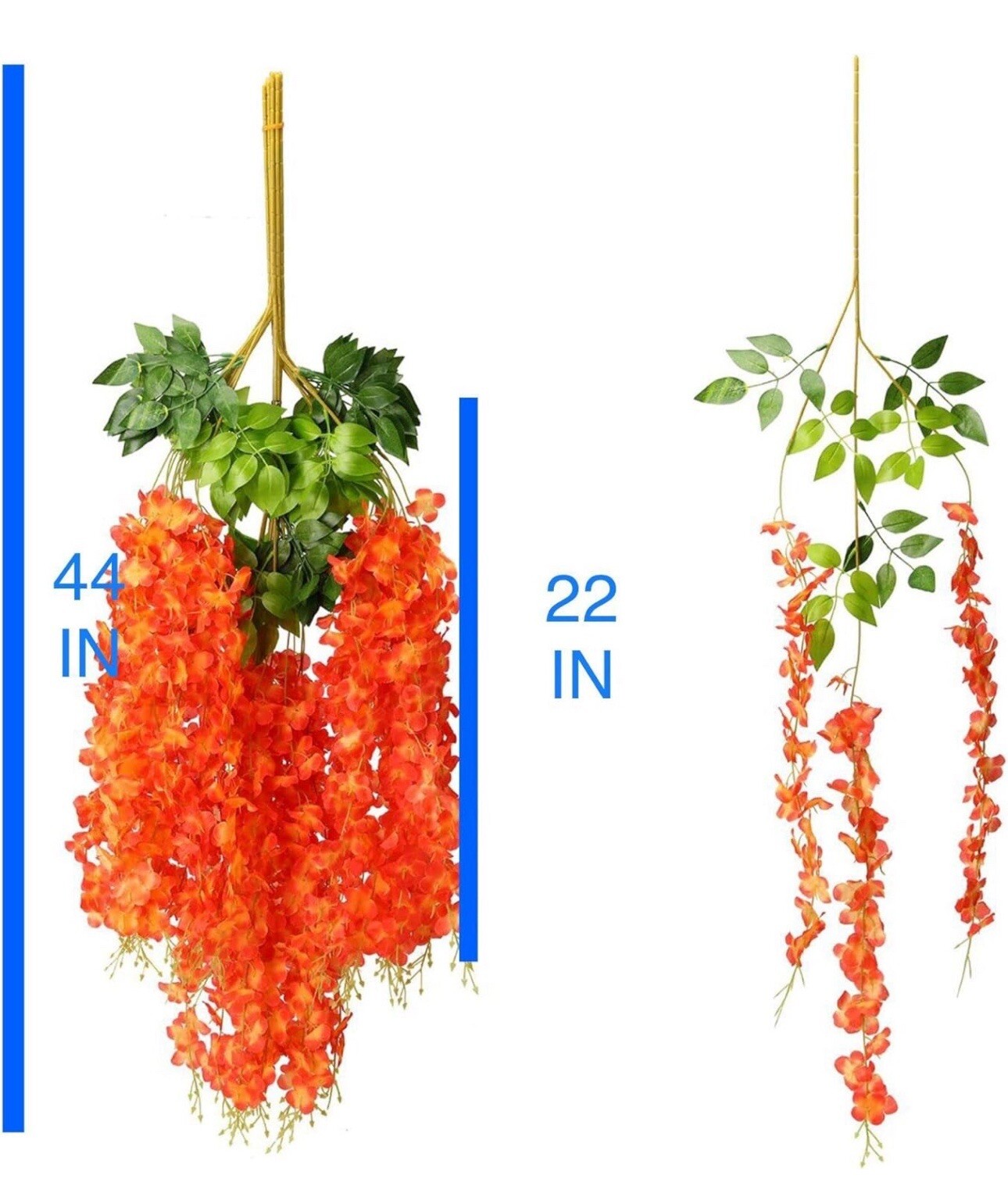 Wisteria Hanging Flowers 3.6 Ft Wisteria Vine Artificial Orange 12 Plus Pieces