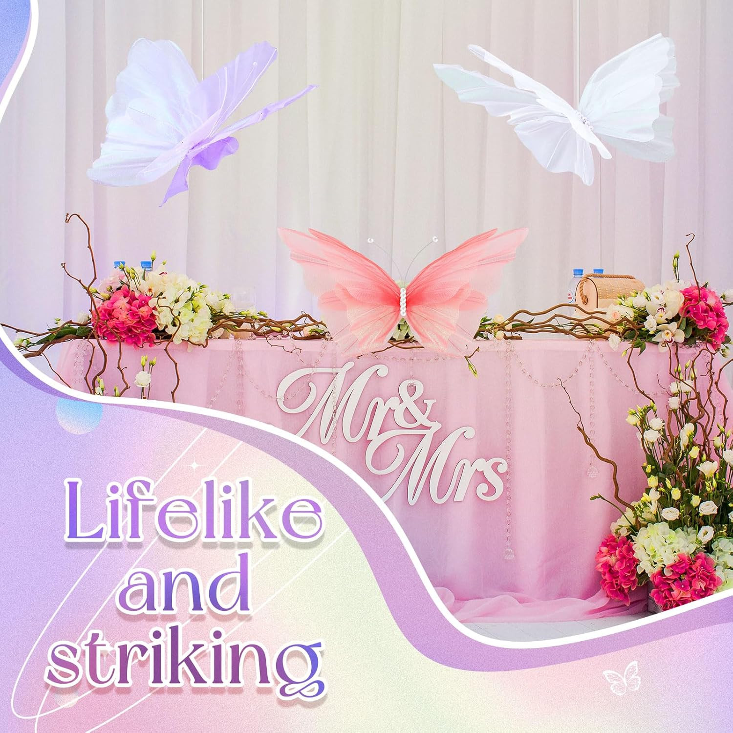3 Pcs Large 3D Silk Butterfly Decorations, Mariposas Grandes Para Decoracion, Bi