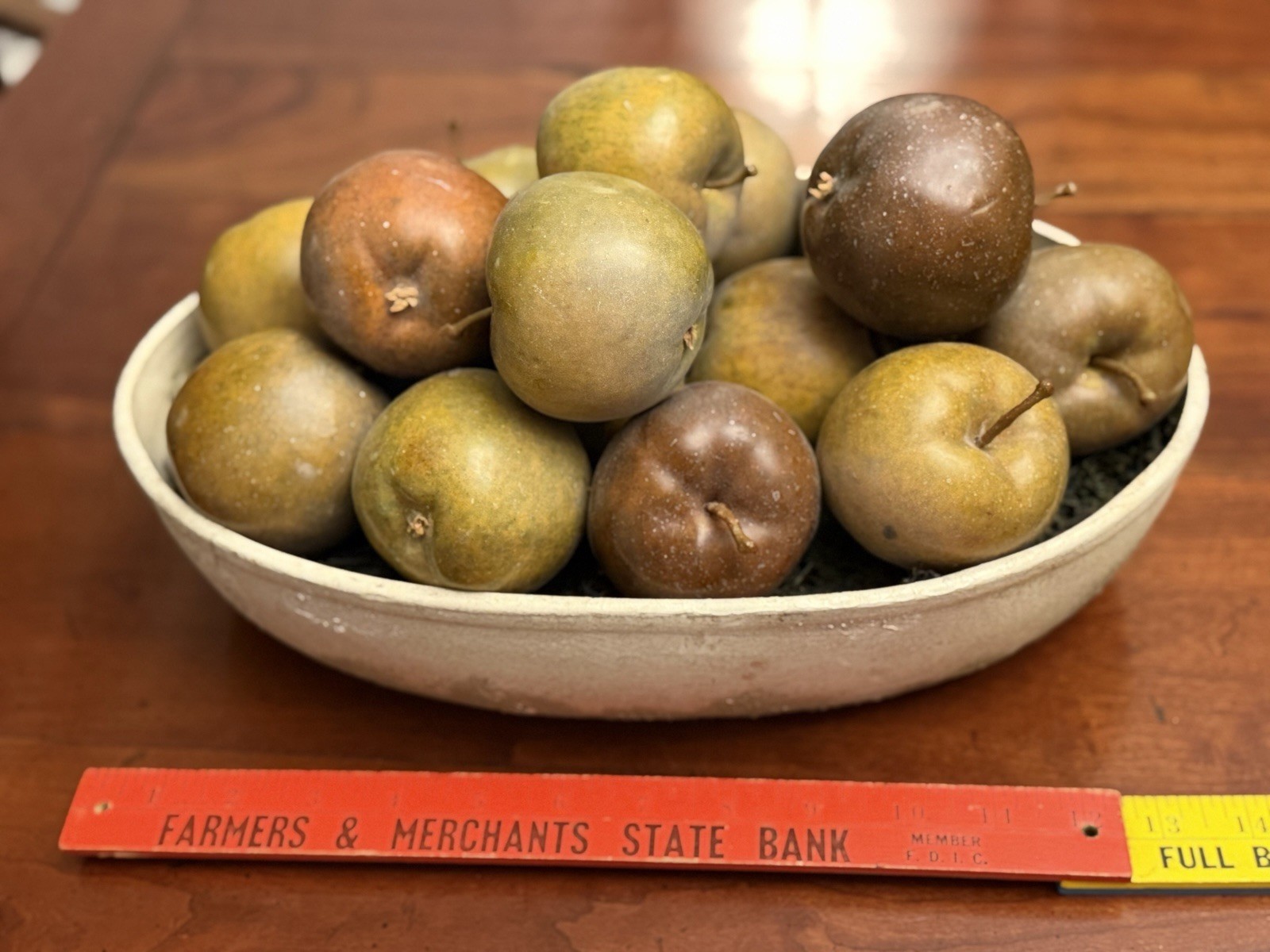 Vintage Realistic Faux Apple Centerpiece Arrangement Golden Russet Fruit Display