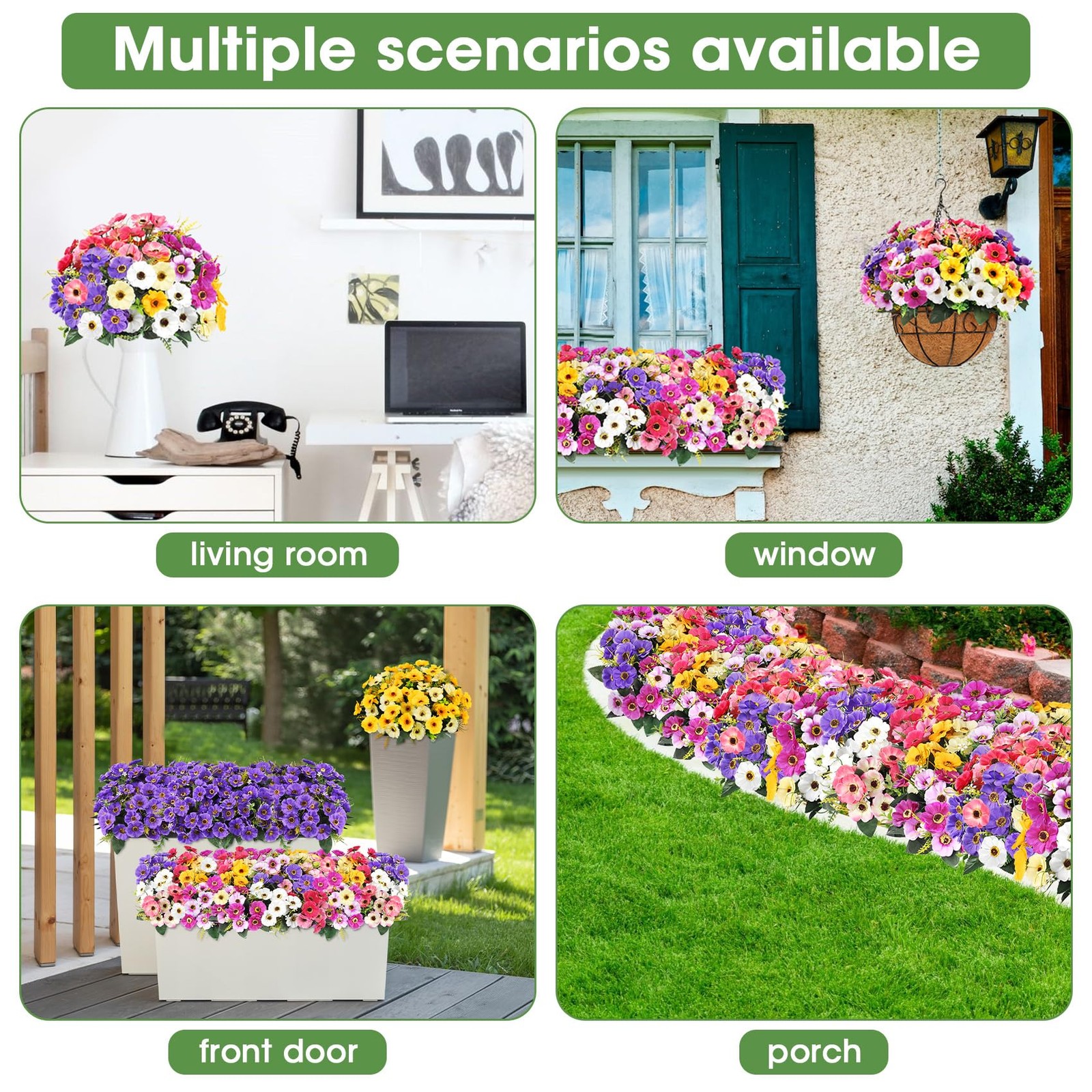 12 Bundles Artificial Flowers for Outdoors Decoration, Fake Daisy Silk Flower…