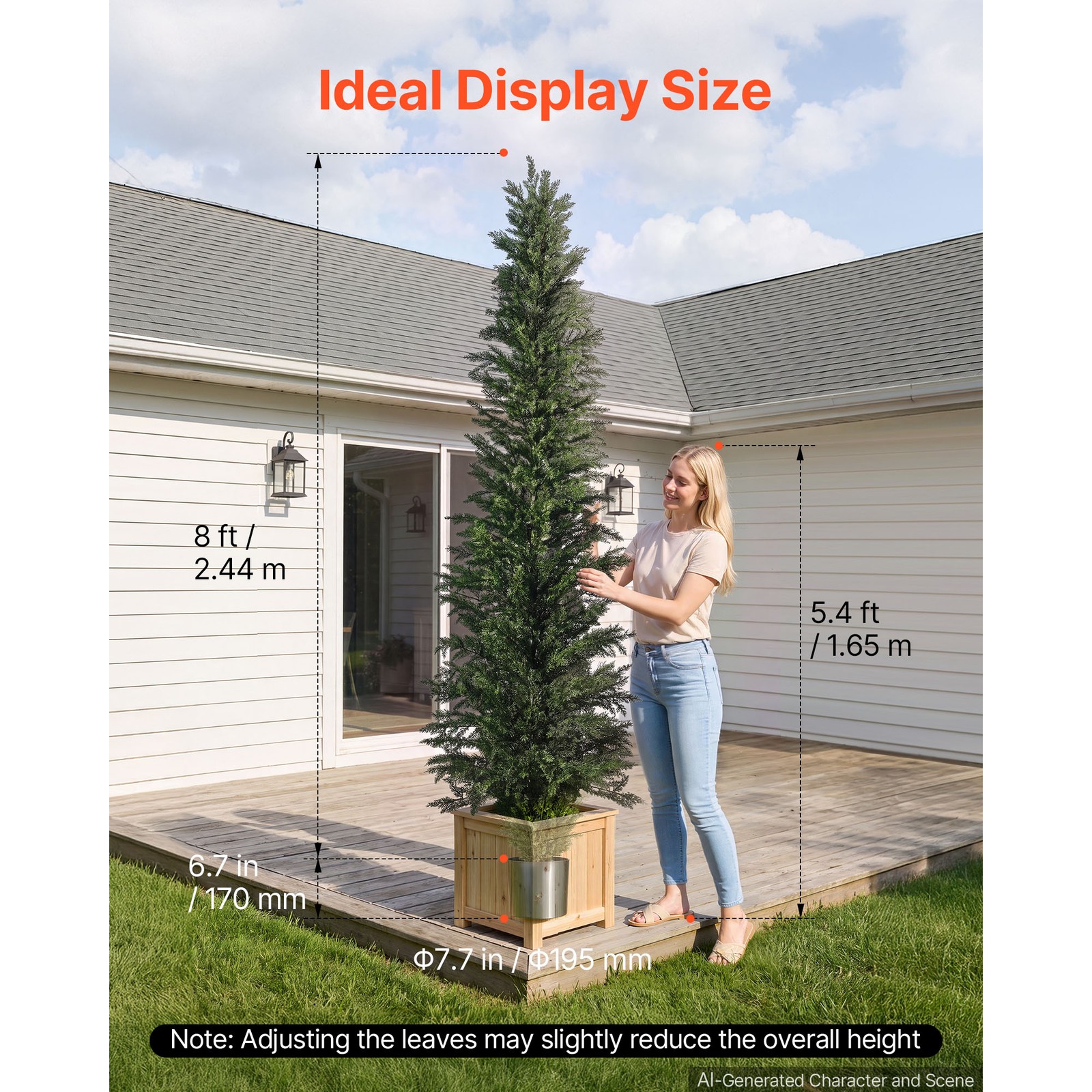 Uimoso Artificial Cedar Topiary Tree 8 ft Set of 2 with Pot for Greenery Decor