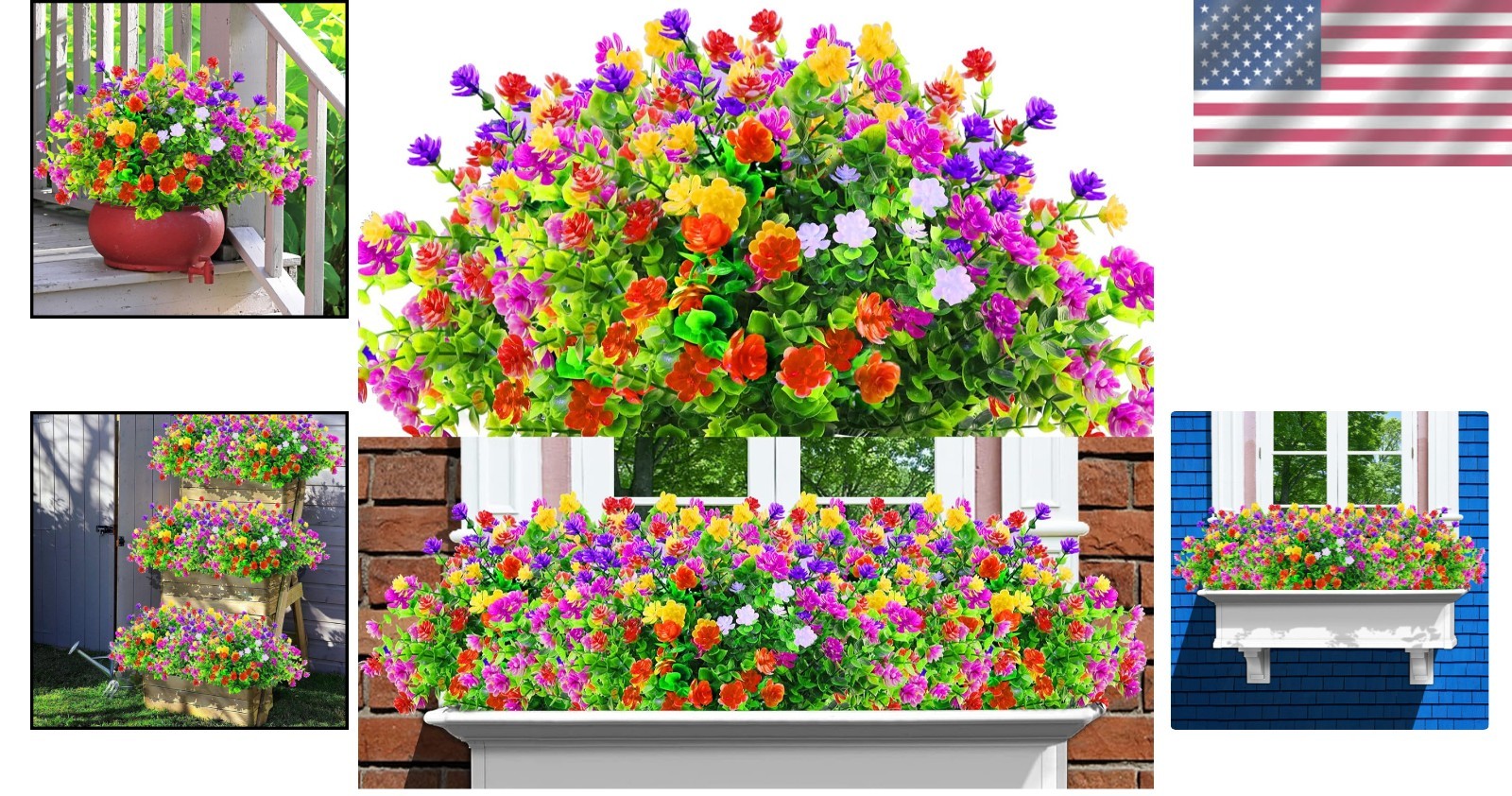 12 Bundles of UV Resistant Faux Silk Flowers for Vibrant Indoor/Outdoor Decor