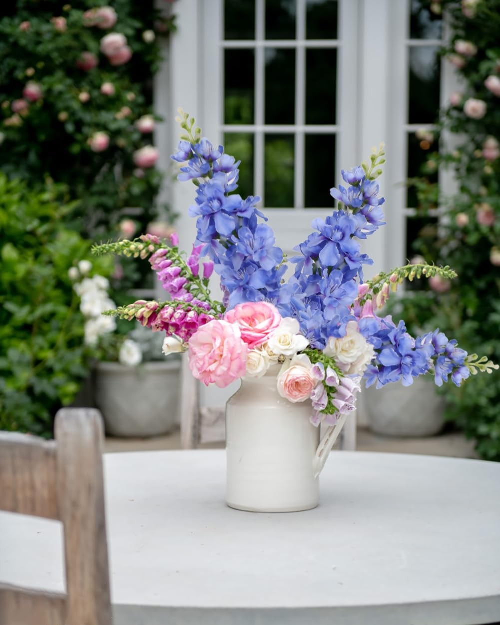 6 PCS Blue Delphinium Artificial Larkspur Silk Fake Flowers 17.5 Inch