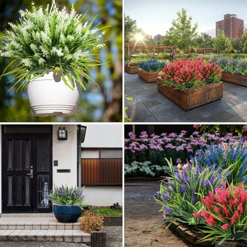 Artificial Flowers for Outdoors, 24 Bundles 6 Colors Fake 6 Colors Mixed