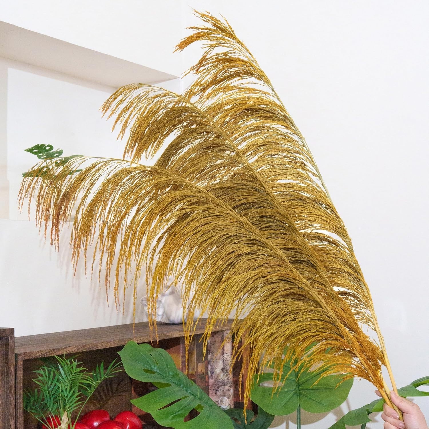 Golden Pampas Grass Decor Tall,Dried Pampas Grass, Pompas Floral for Vase, El…