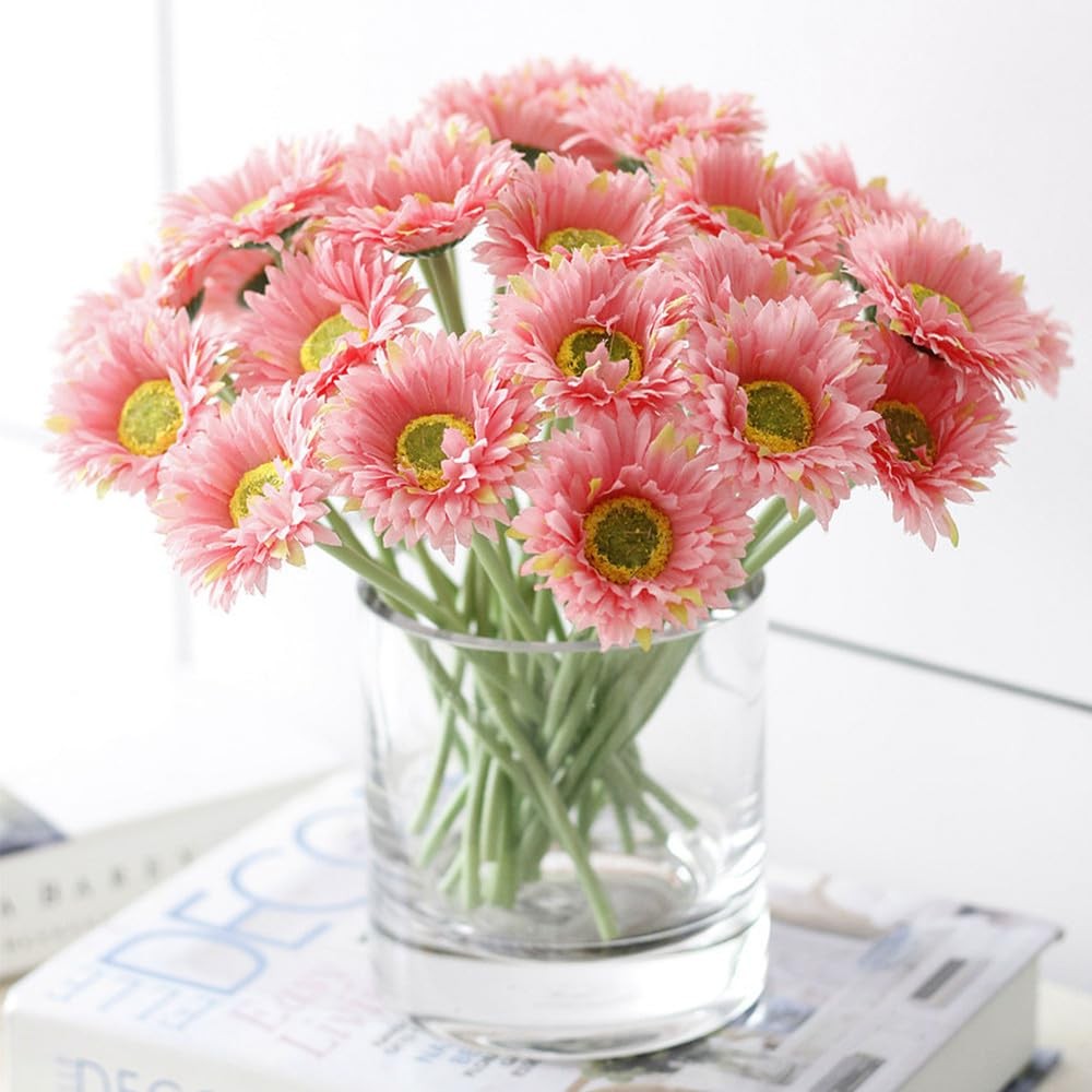 Pink Artificial Daisies Flower Faux Bouquet Silk Event Decor 7.8″ 20 PCS