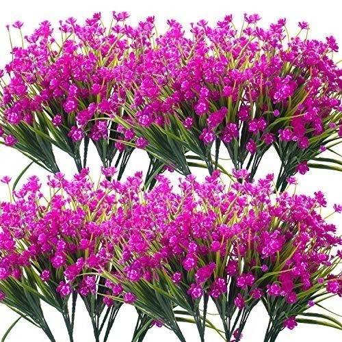 20 Bundles Artificial Outdoor Plants, Fake Wheat Grass Greenery Shrubs UV Res…