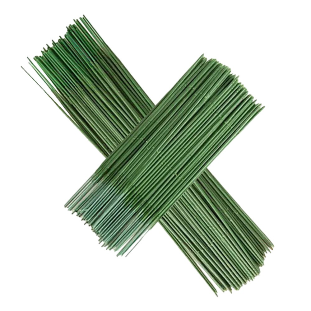 100Pcs Flexible Plastic Flower Rods Dark Green for Wedding and Home Decor