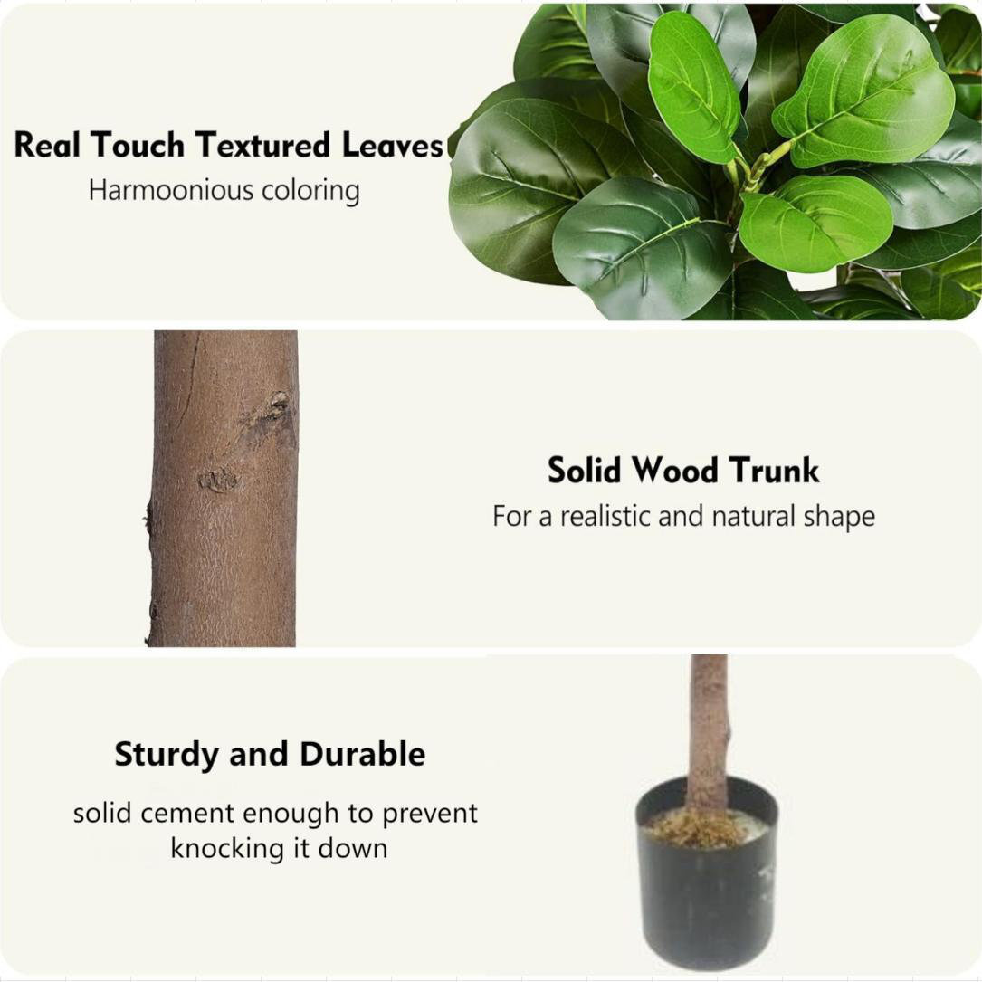 Fiddle Leaf Fig Tree Artificial Tall Faux Fiddle Leaf Fig Tree with Plant Pot