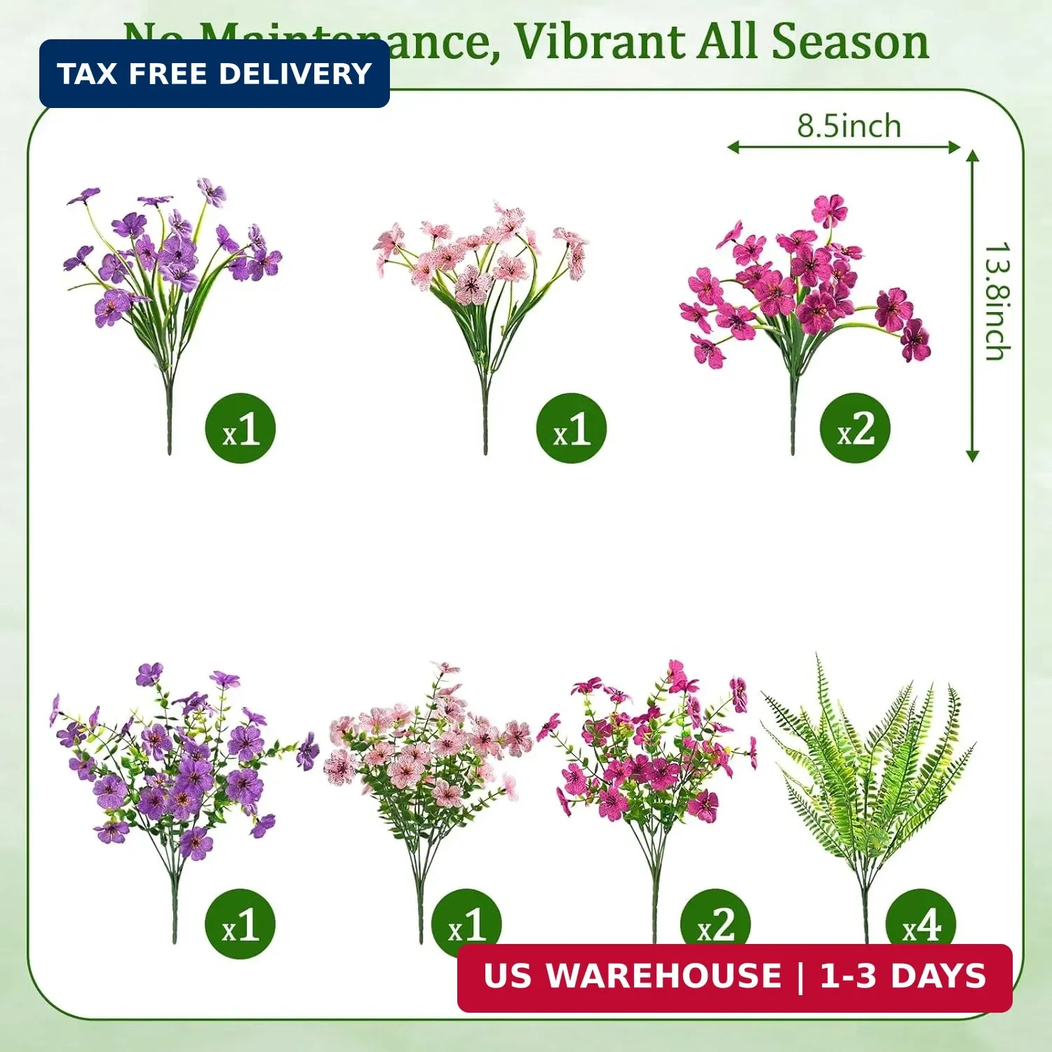 Yastouay 12 Bundles Artificial Flowers for Outdoors, UV Resistant Artificial Out
