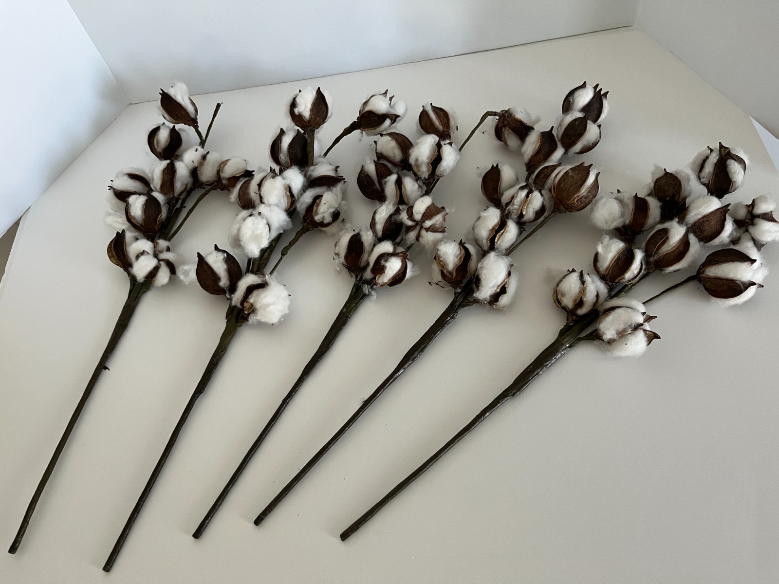 Cotton Pod Floral Picks Lot of 5 18″