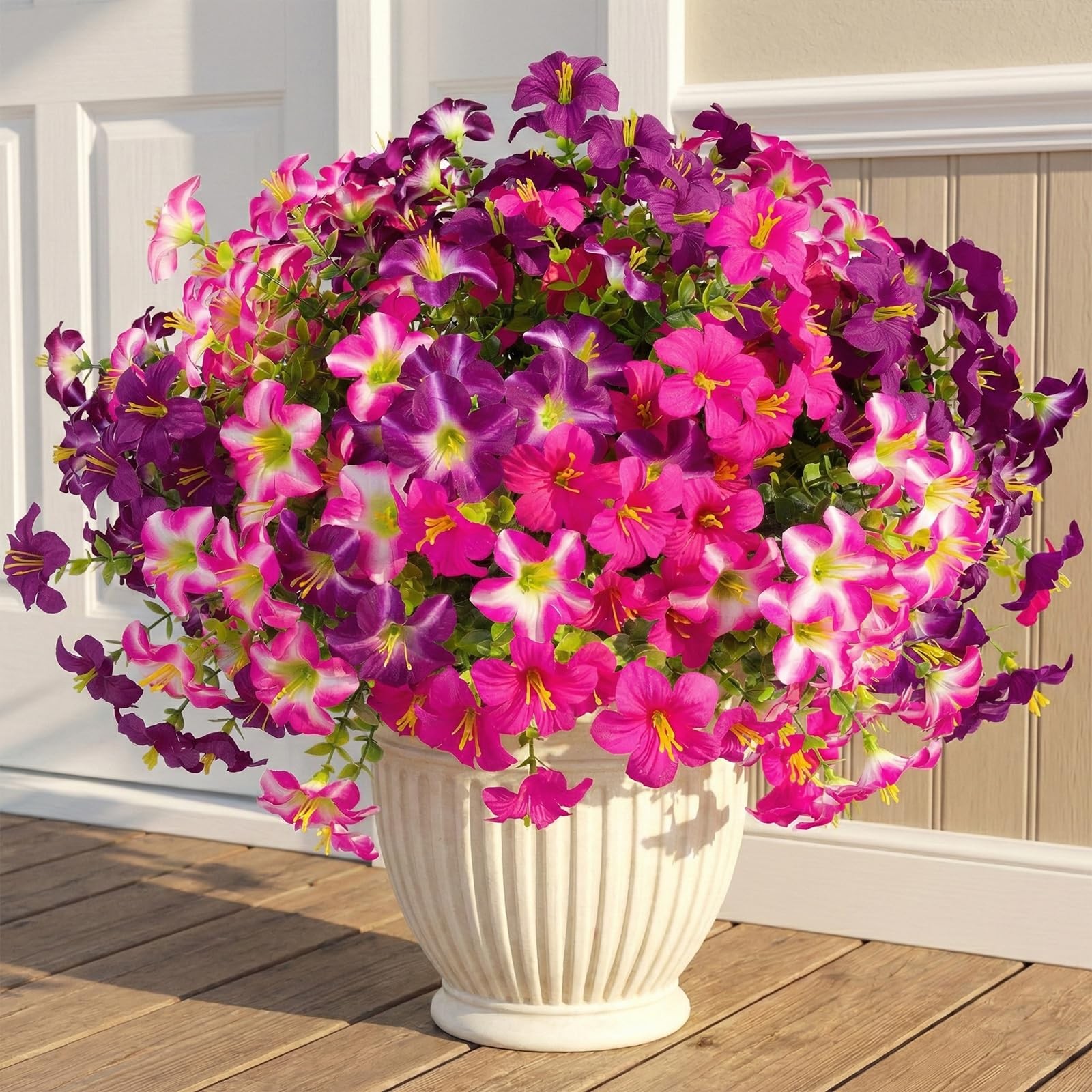 16 Pcs Faux Petunias Artificial Flowers Plants for Outdoor Plant Decoration,F…