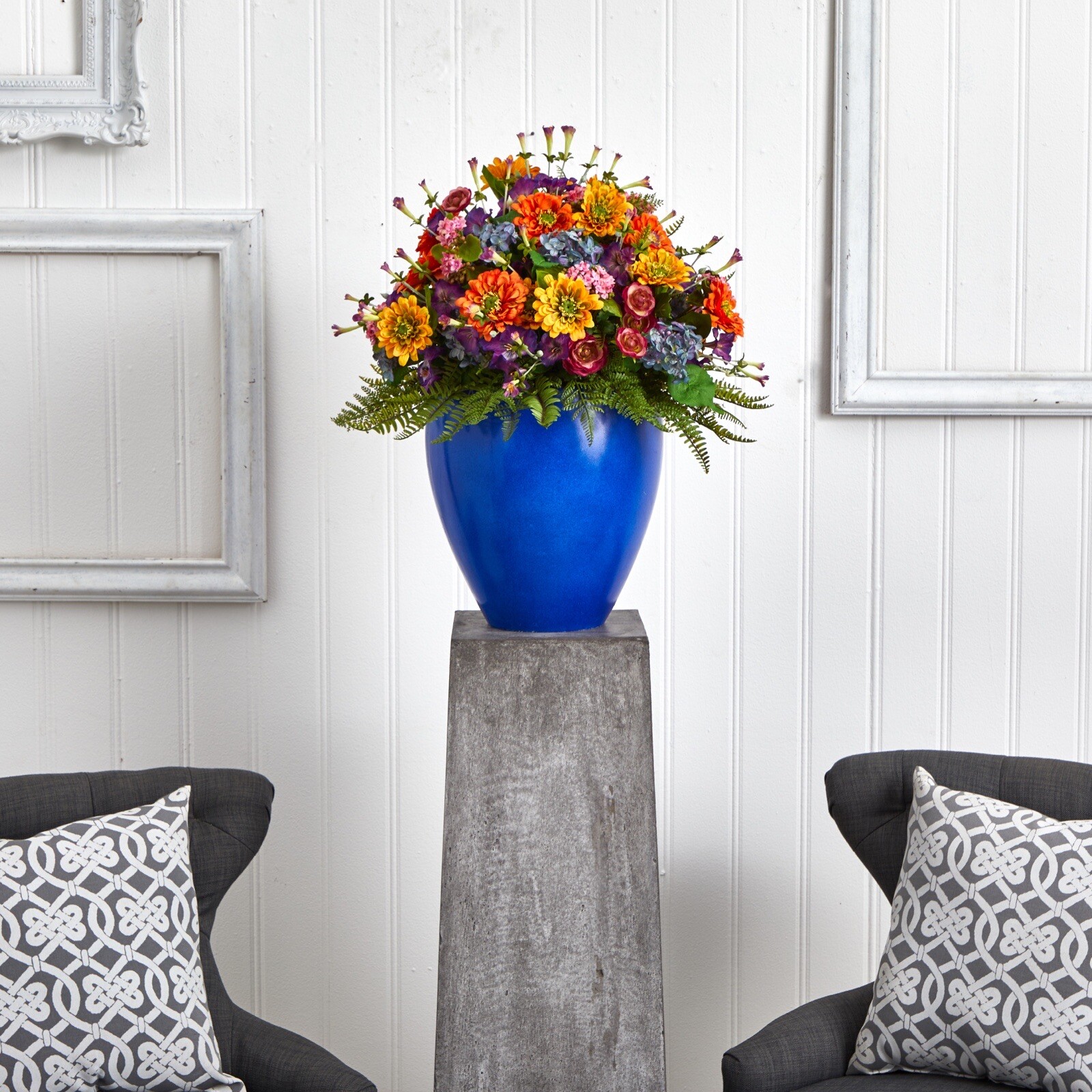 24″ Giant Mixed Floral Artificial Arrangement in Vase Home Decor. Retail $328