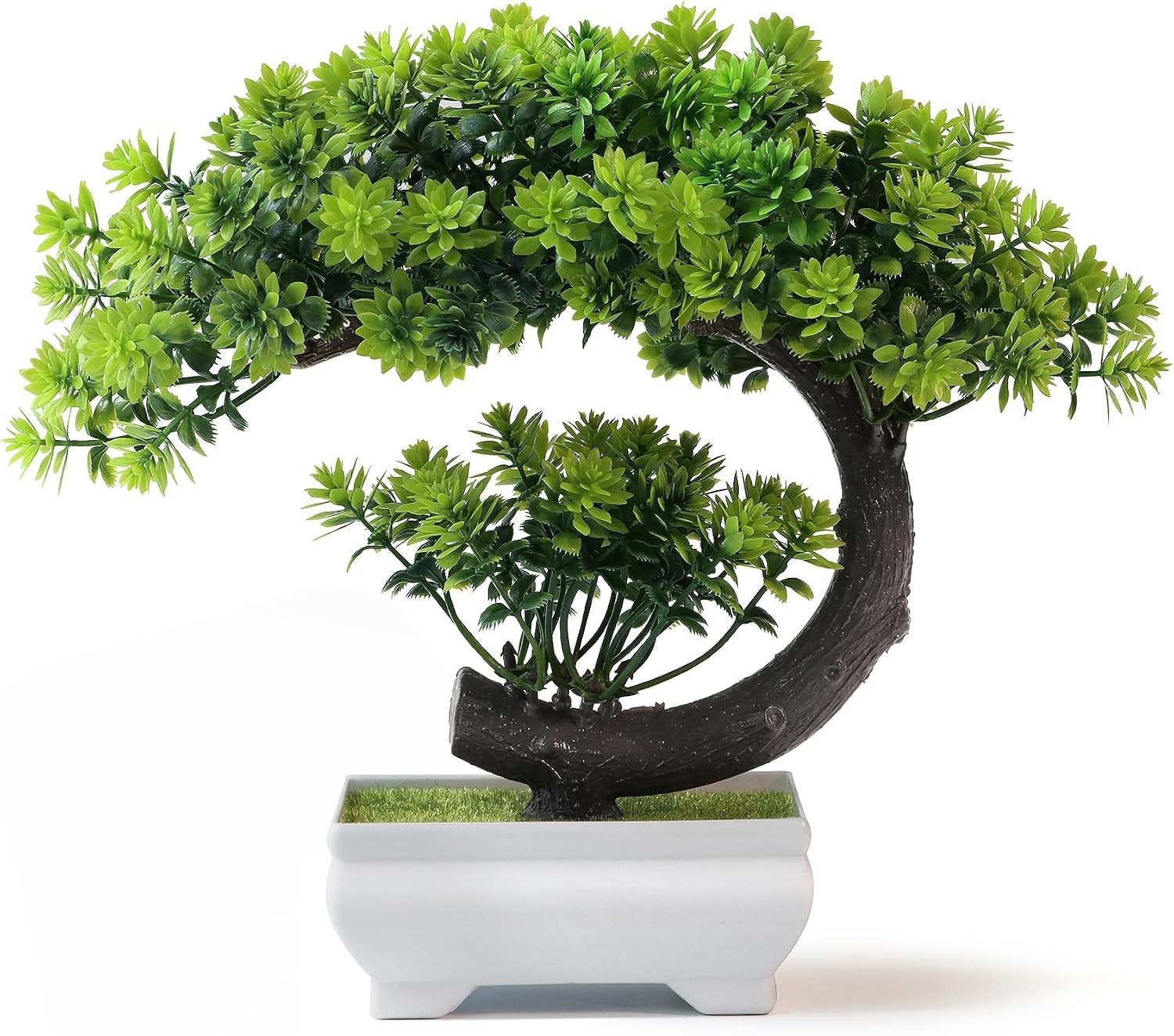 Chic Green Artificial Bonsai Tree for Effortless Home or Office Decor – 8.5”