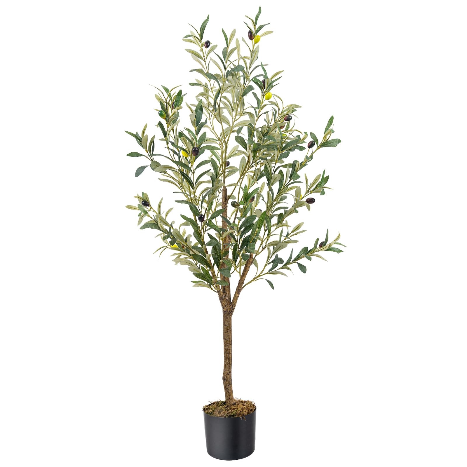 1 PCS 4FT Tall Artificial Fake Olive Tree Faux Silk Indoor Potted Plant Moss