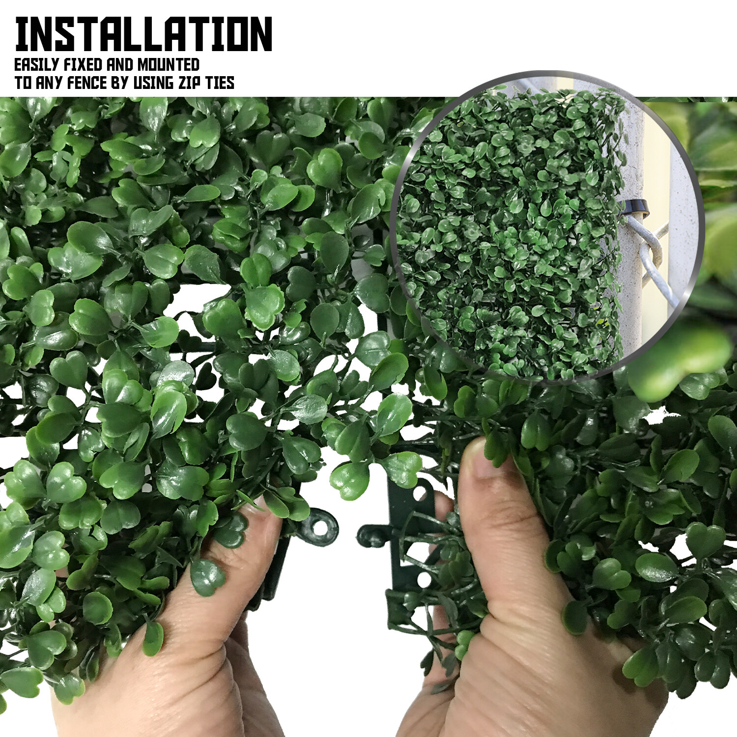 20″x20″ Artificial Faux Leaf Boxwood Dark Green Fence Screen Wall Decor Panel