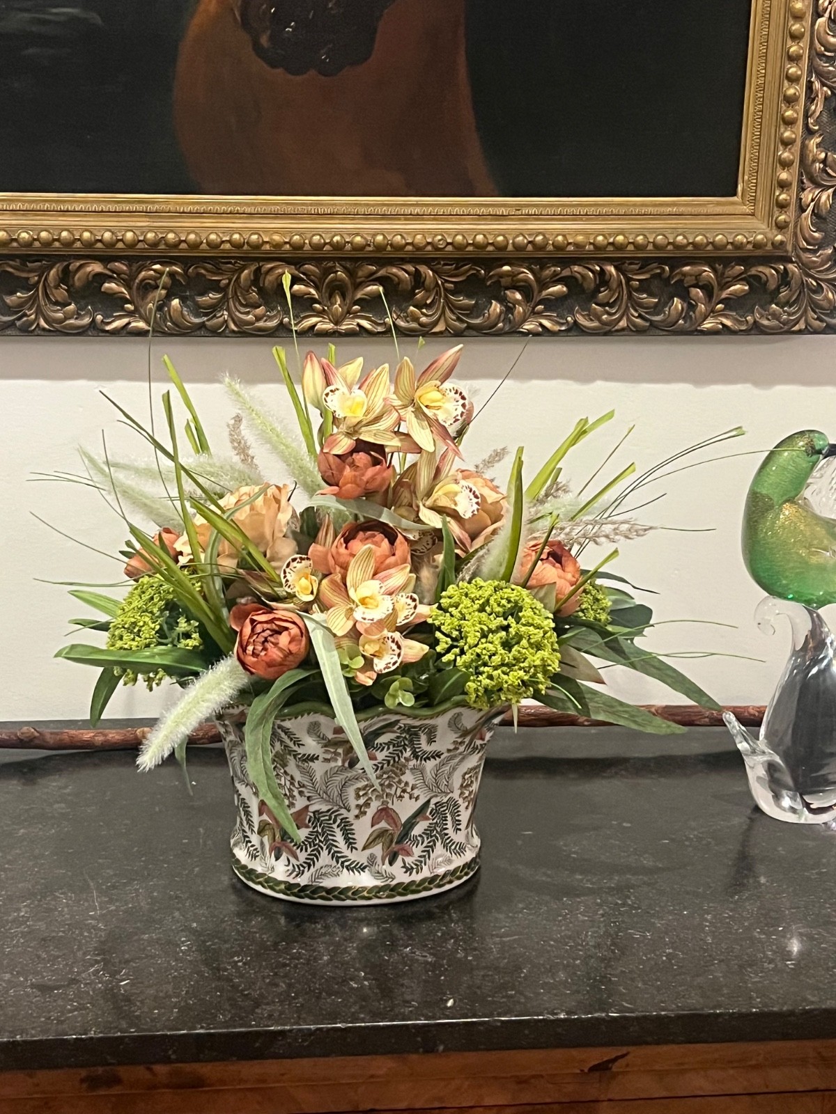 Silk Faux Floral Arrangement Newly Created in Vintage Danny’s Fine Porcelain Pot