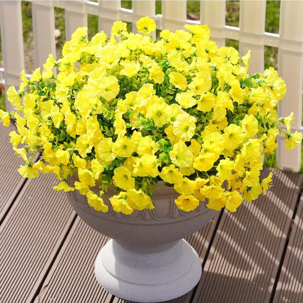 12-Bundles Yellow Silk Morning Glory with Eucalyptus