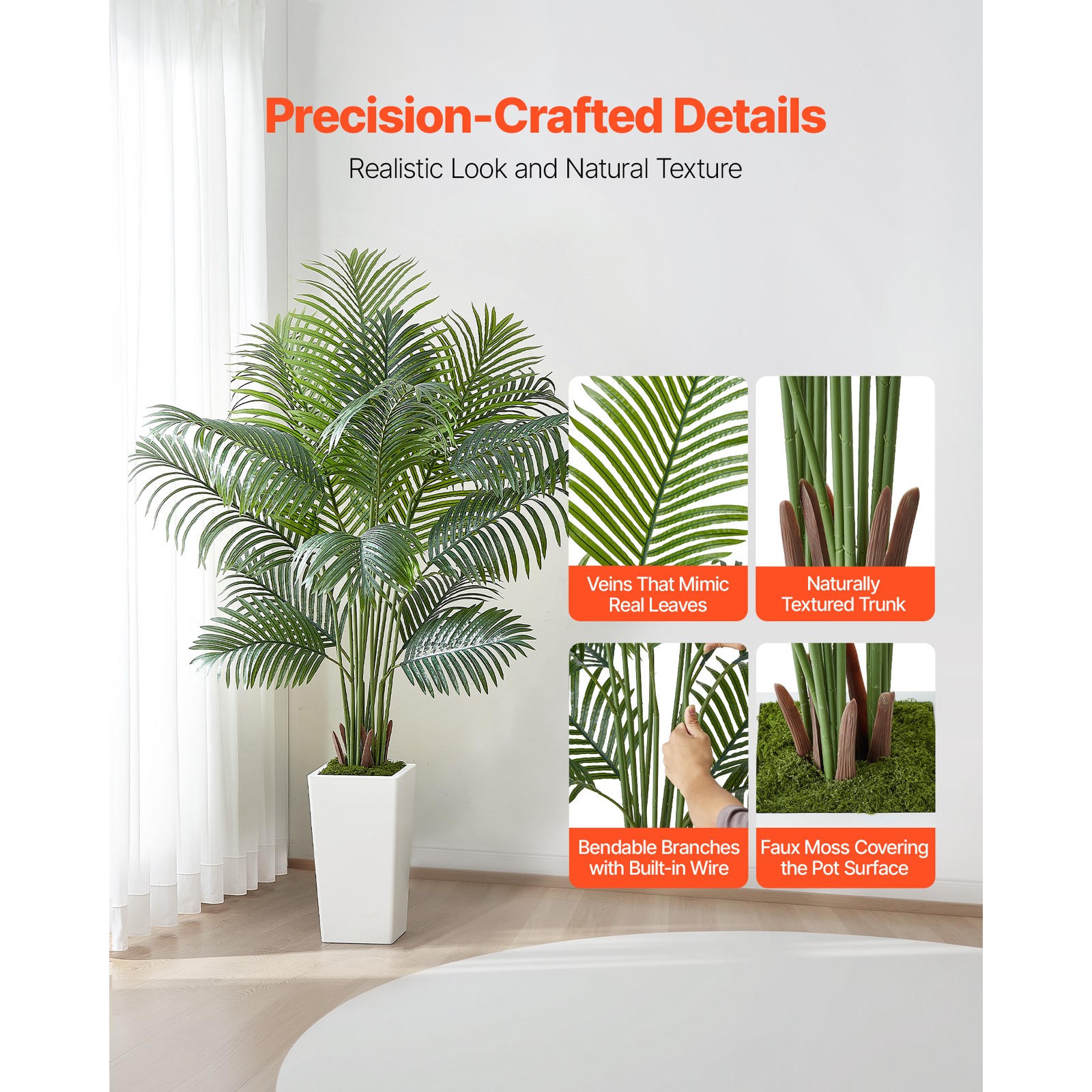 Uimoso 6ft Tall Artificial Areca Palm Tree in Pot for Indoor Decoration