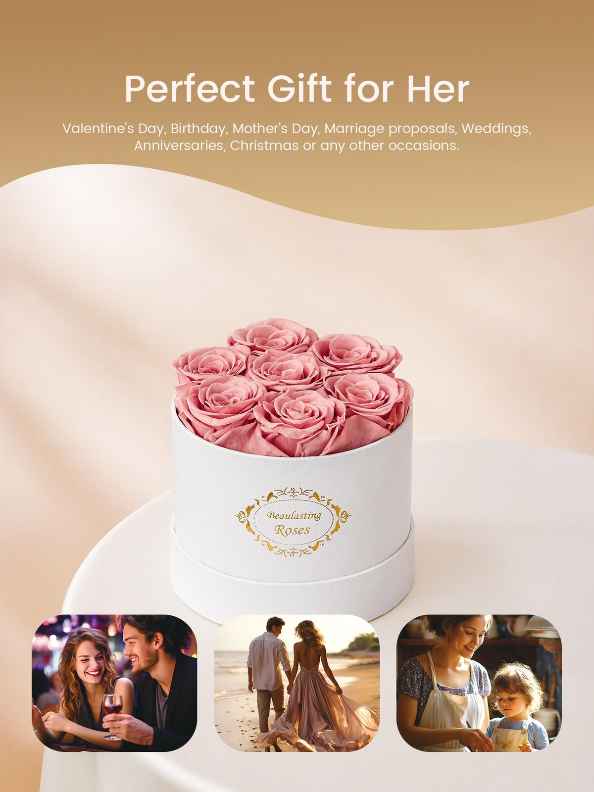 Preserved Roses in Box Long Lasting Forever Flowers for Her Dusty Pink