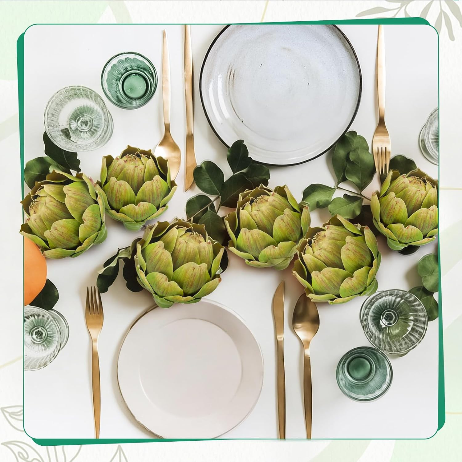 3Pcs Large Green Faux Artichokes for Decoration,Artificial Artichokes Decor for