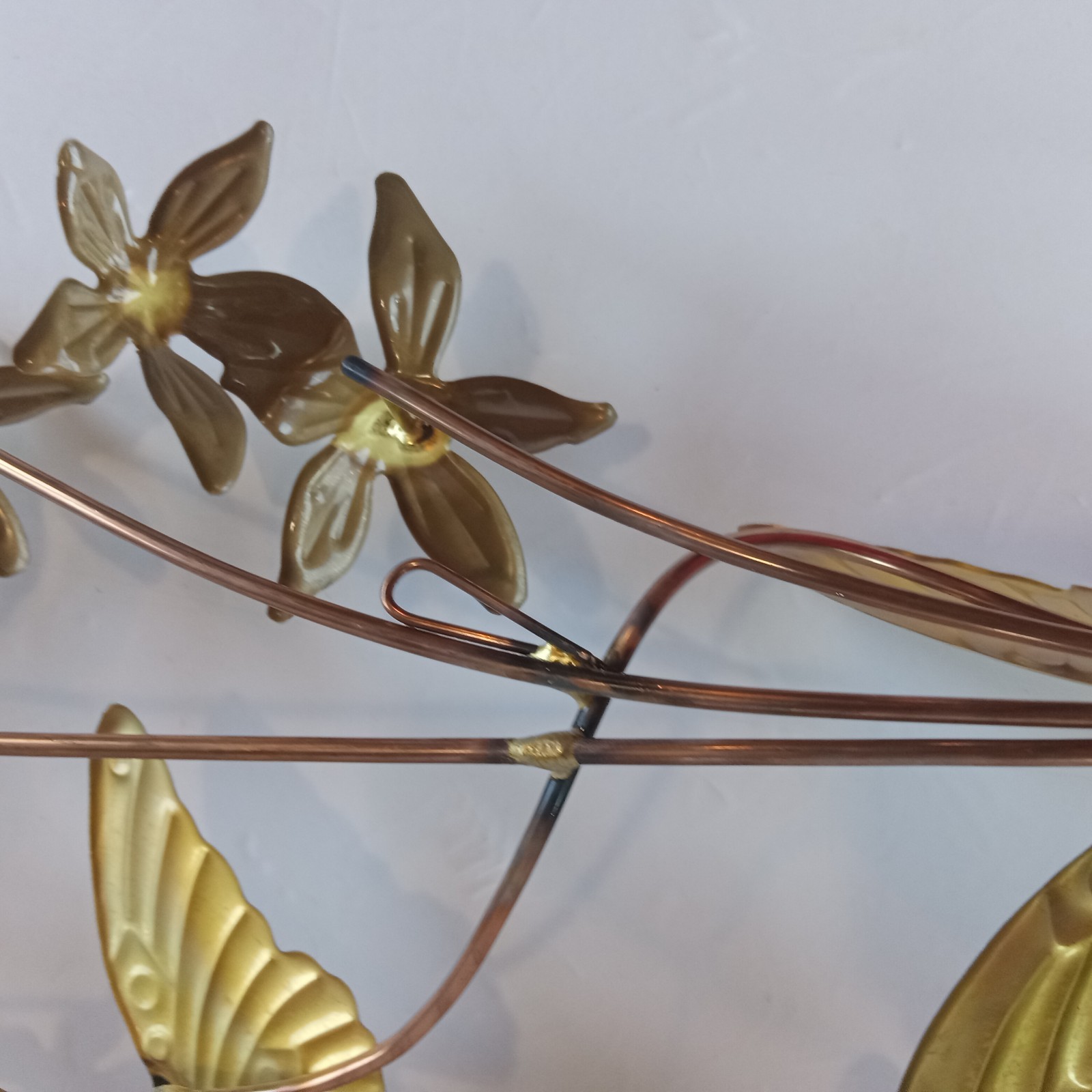 Metal Butterfly Sculptures Wall Hangings Flower Floral Vintage Decor 80s 90s set