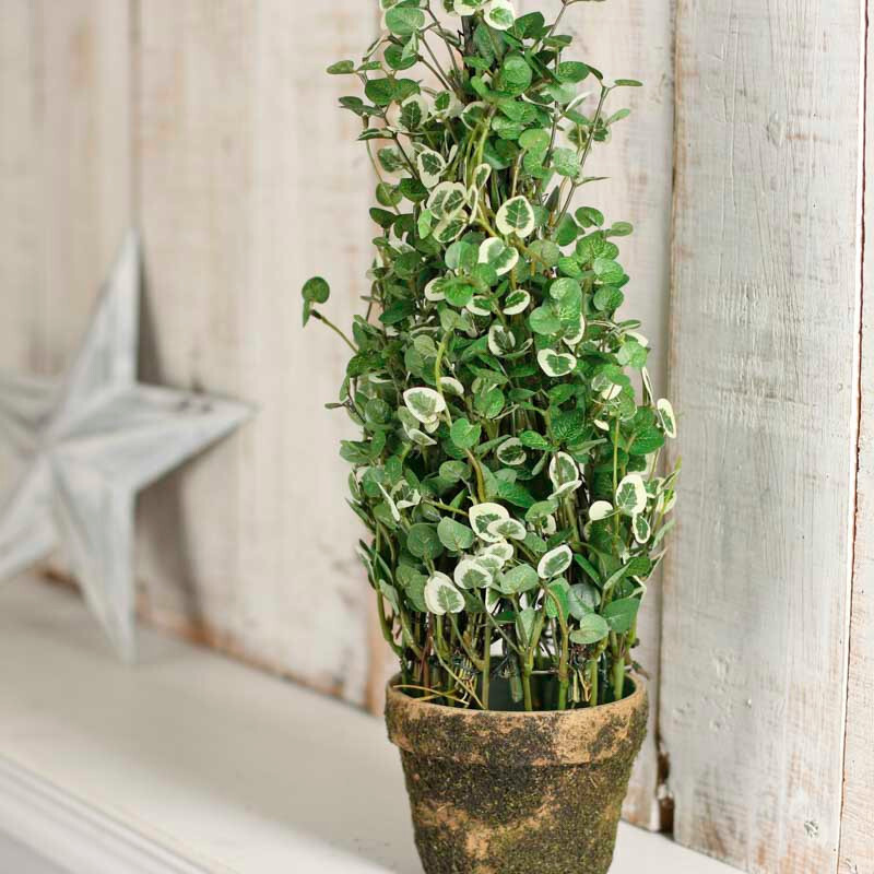 Set of 2 Artificial 18″ Variegated Ivy in Faux Terra Cotta Planters