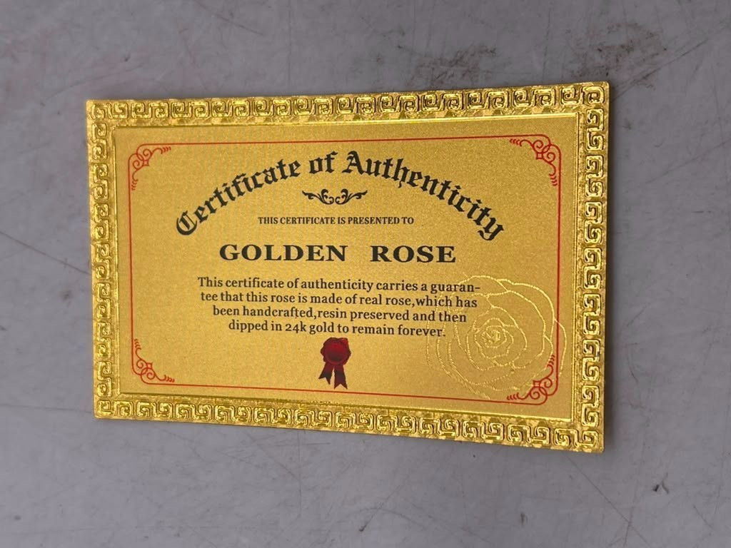 Anthonic Gold Dipped Rose Real 24K Gold Rose Gift w/ Stand & Box Open Box