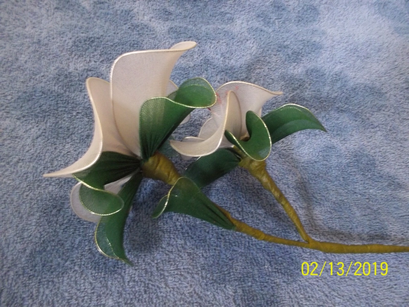 Hand Made Stocking Fabric & Wire Flower Home Decor