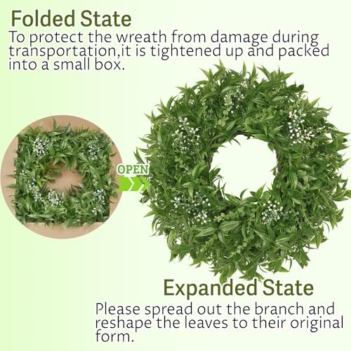 26 Inch Large Boxwoods Wreaths for Front Door Artificial Eucalyptus Green