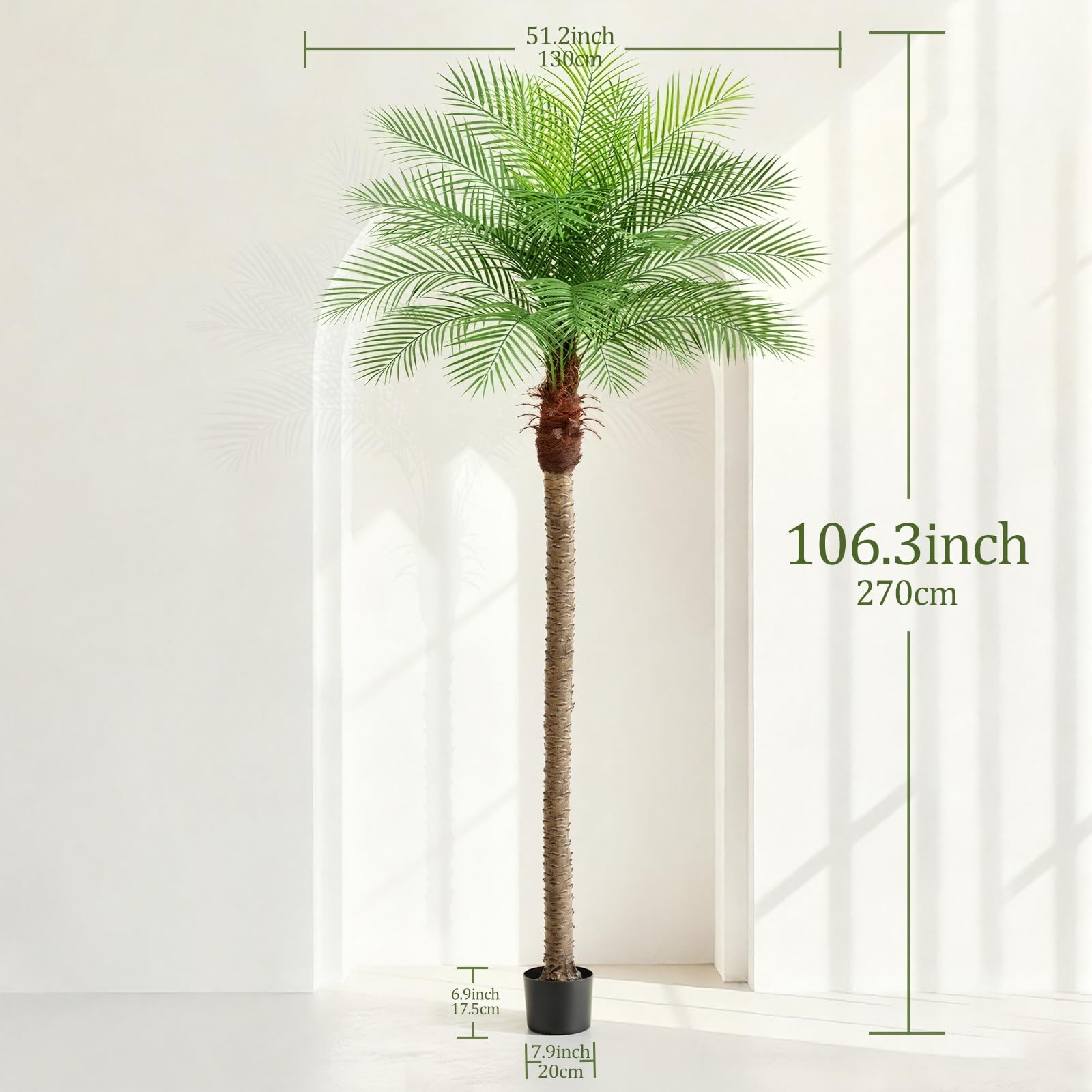 9ft Artificial Phoenix Palm Tree Tall Artificial Palm Trees with 21 Adjustabl…