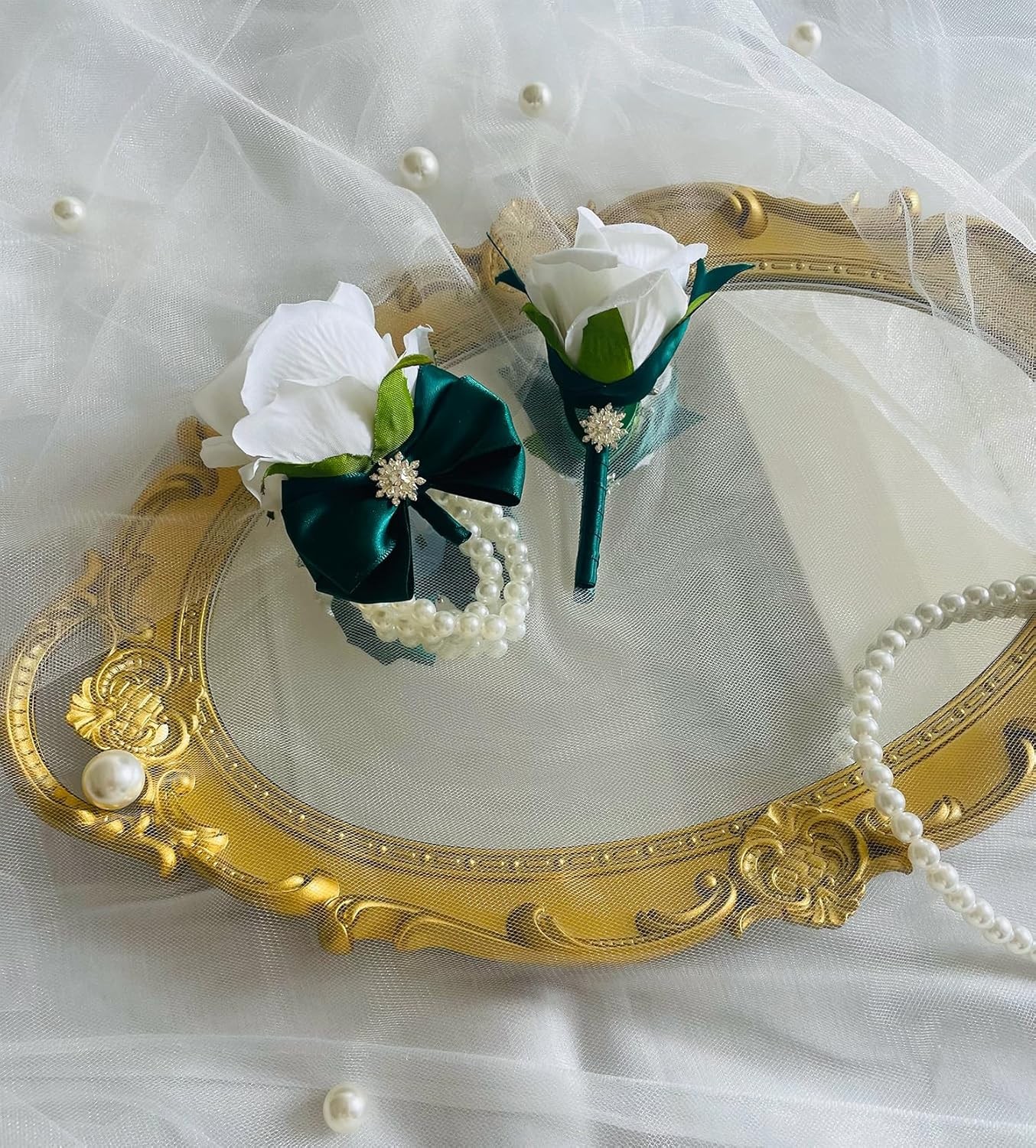 Corsage and Boutonniere Set for Wedding Prom Artificial Flower Corsage Wristl…