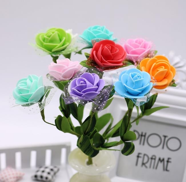 144pcs Mini Artificial Rose Flower Heads and Soft Stem,25mm PE Tiny Rose add …