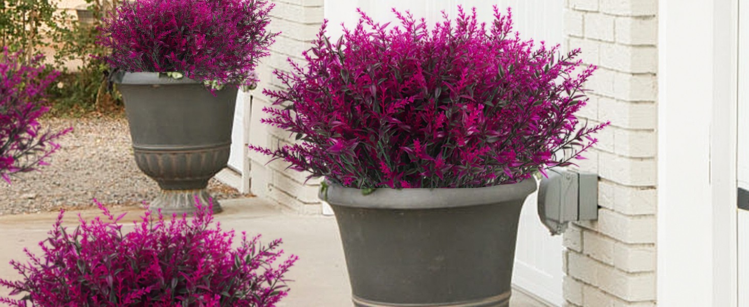 Artificial Greenery Lavender Fake Shrubs Flowers 8 Bundles UV Resistant Hanging
