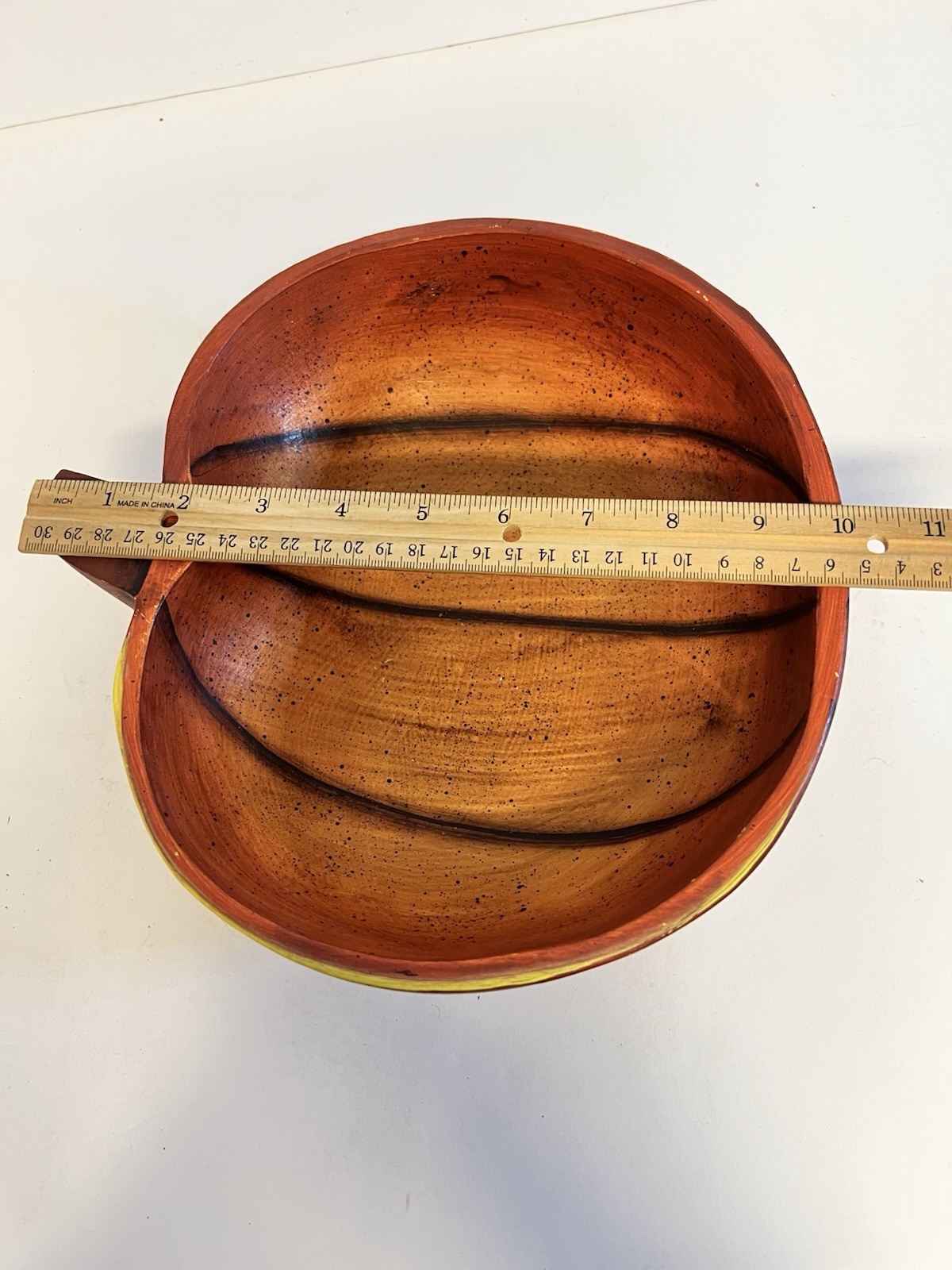 Wood Pumpkin Bowl w/ Fall Leaf Berry Pinecone Wreath Autumn Thanksgiving