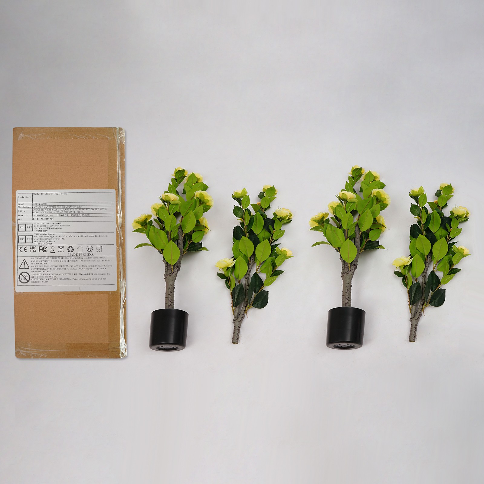 2 Pack Artificial Tea Rose Tree for Modern Home, Simulated Tea Rose Tree